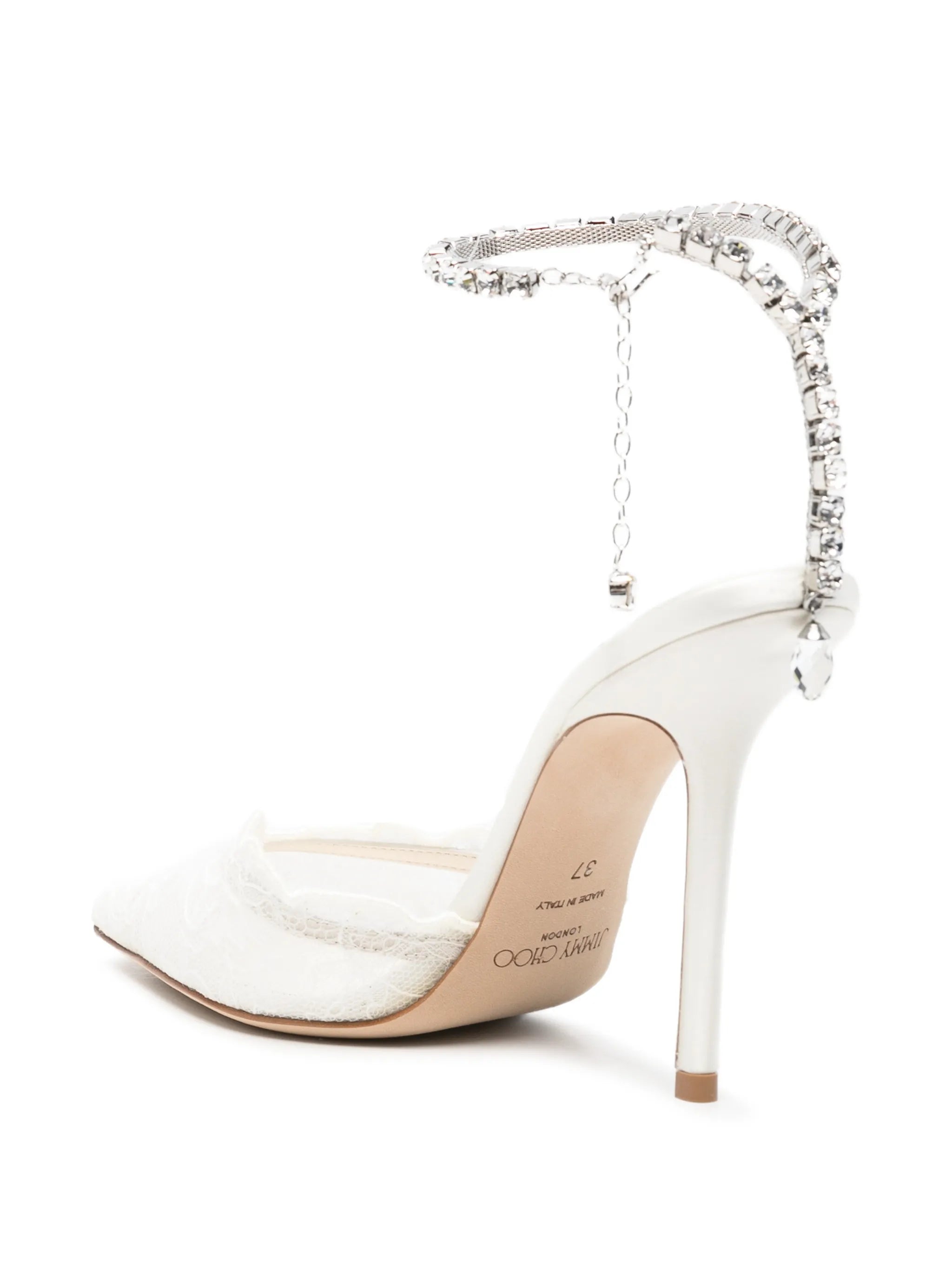 Saeda crystal-embellished lace pumps