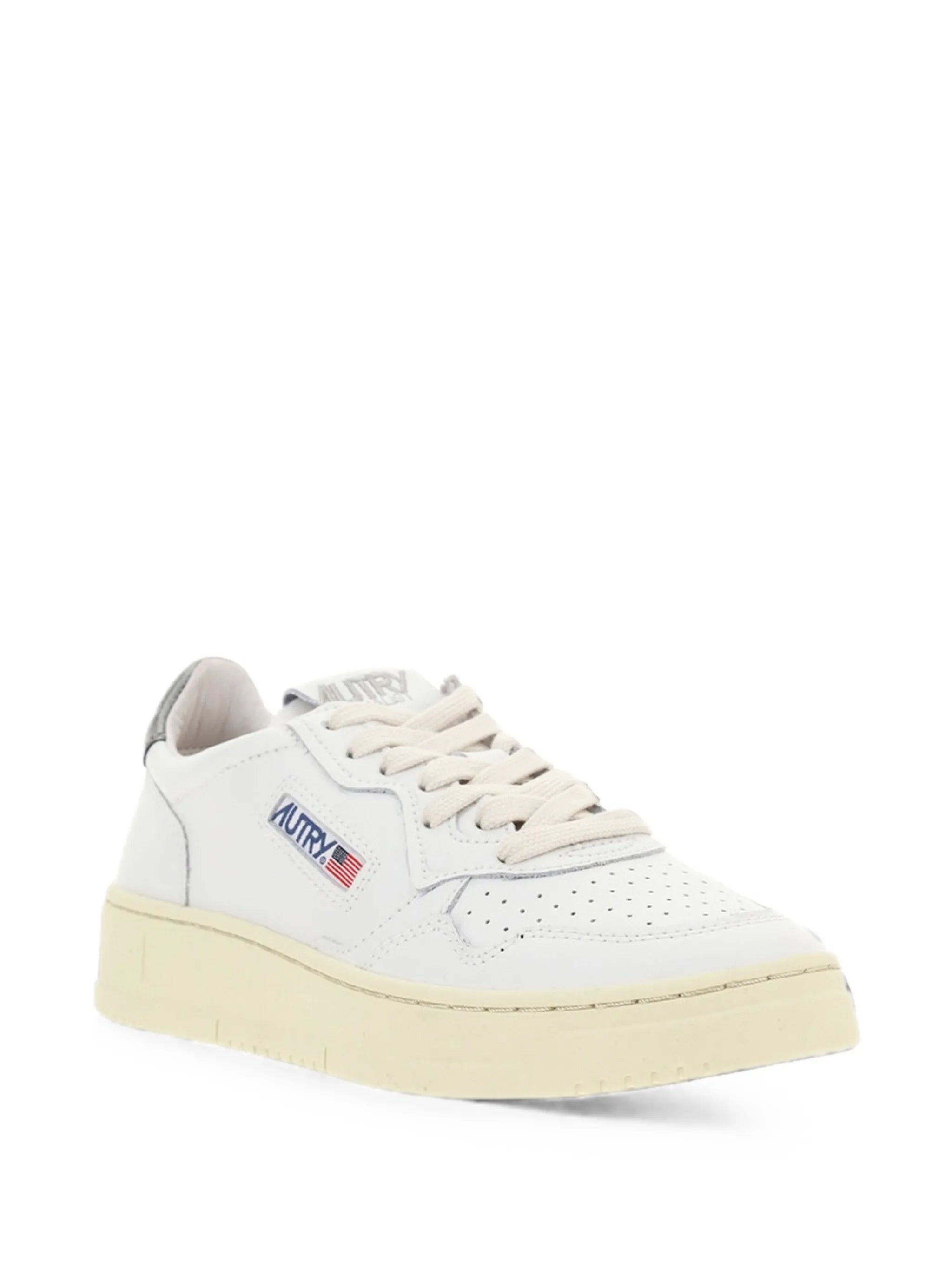 Medalist low sneakers in white and silver leather