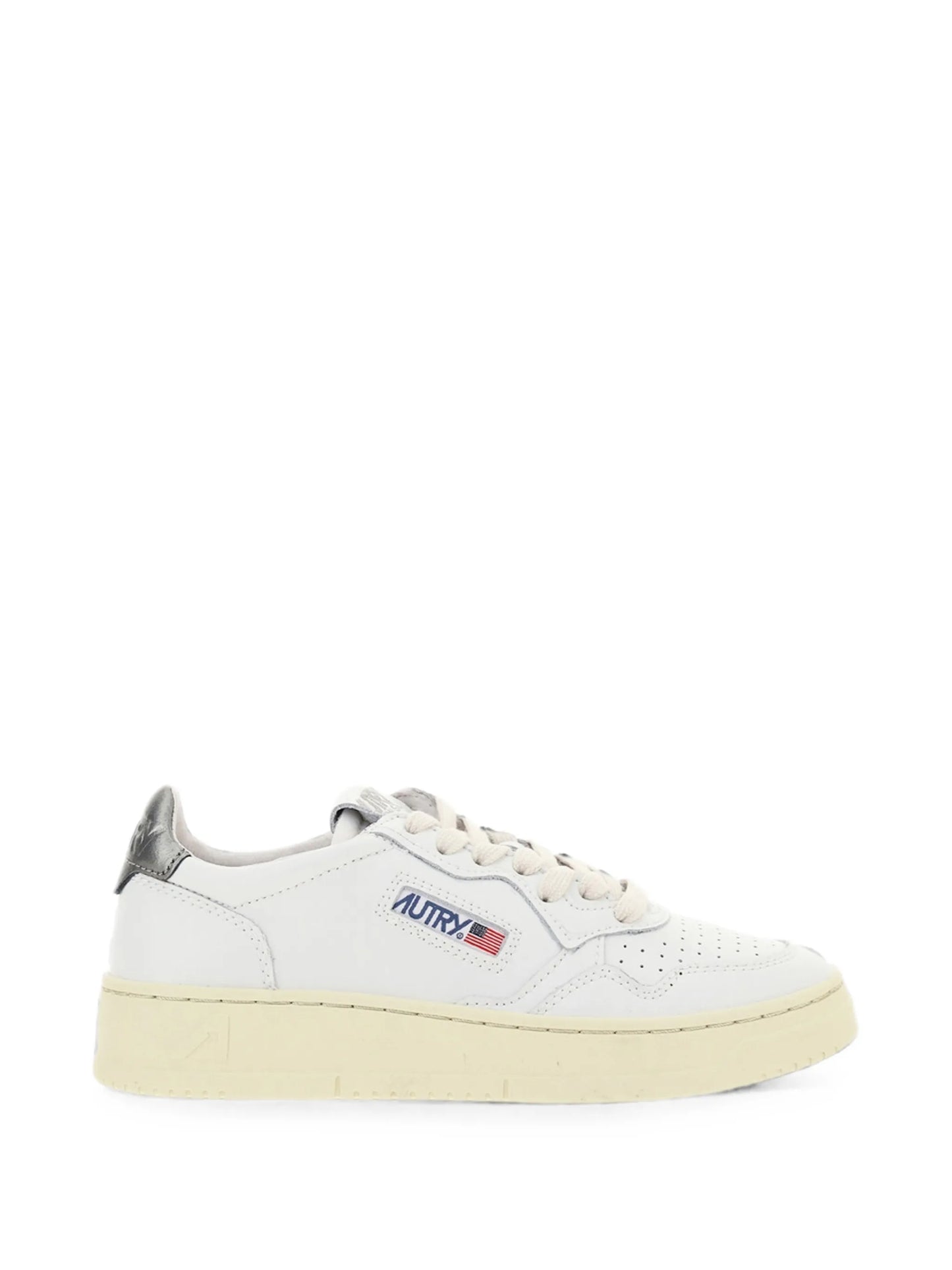 Medalist low sneakers in white and silver leather