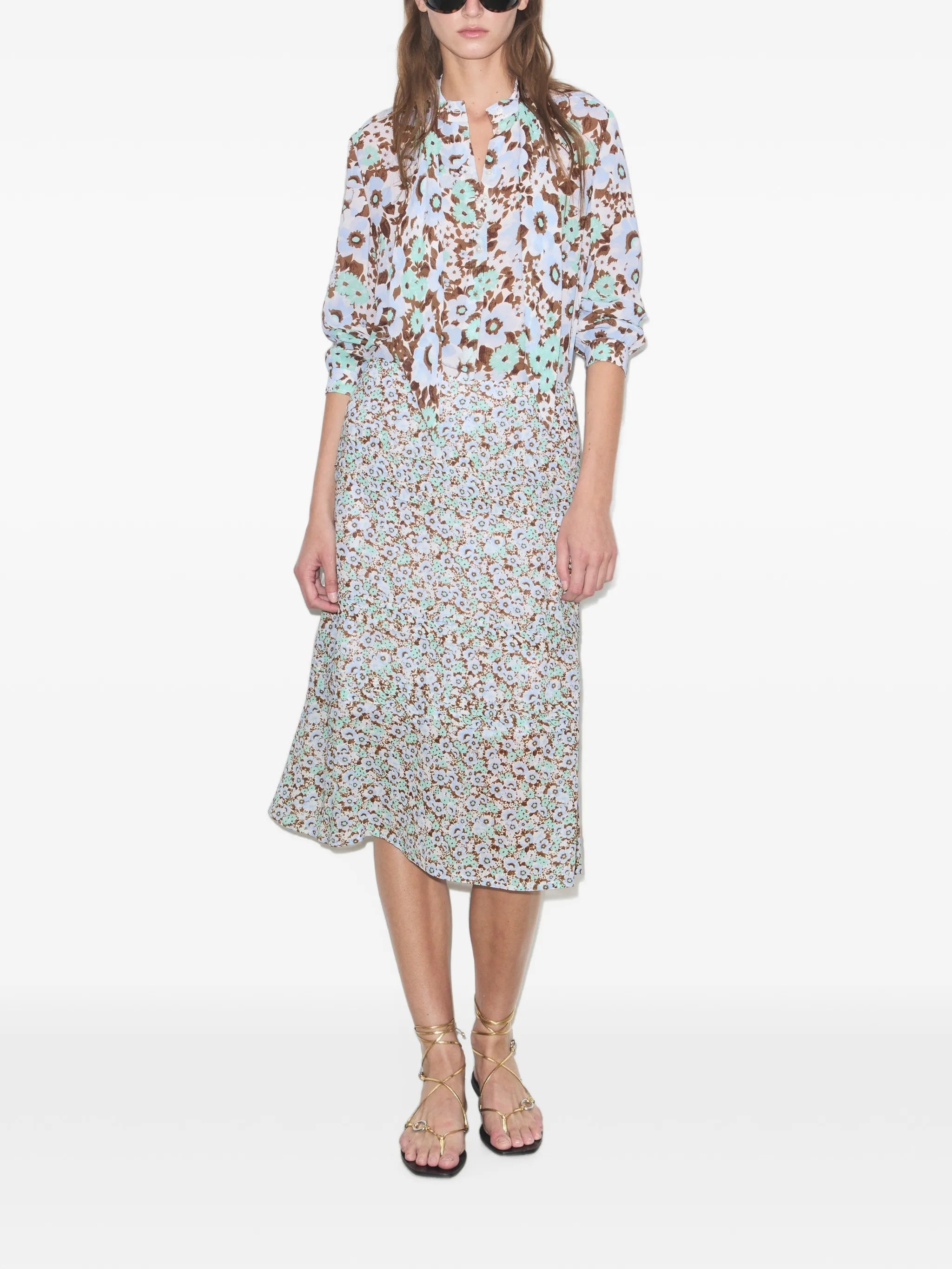 printed viscose bow blouse