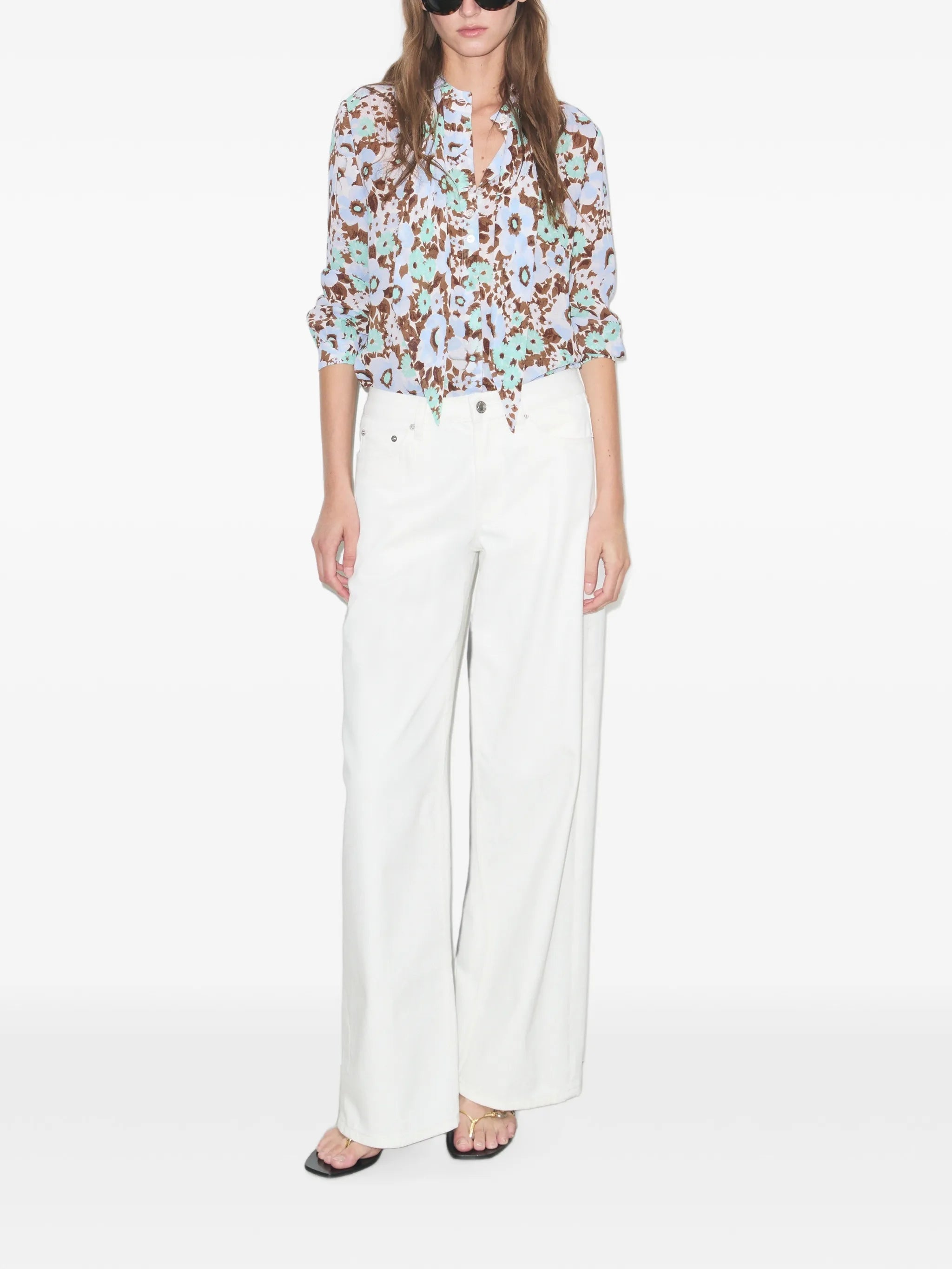 printed viscose bow blouse