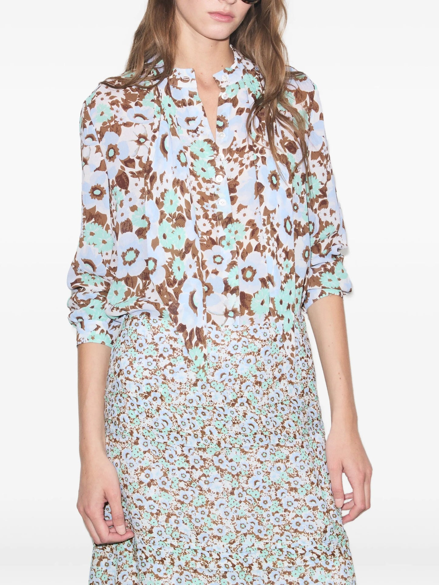 printed viscose bow blouse