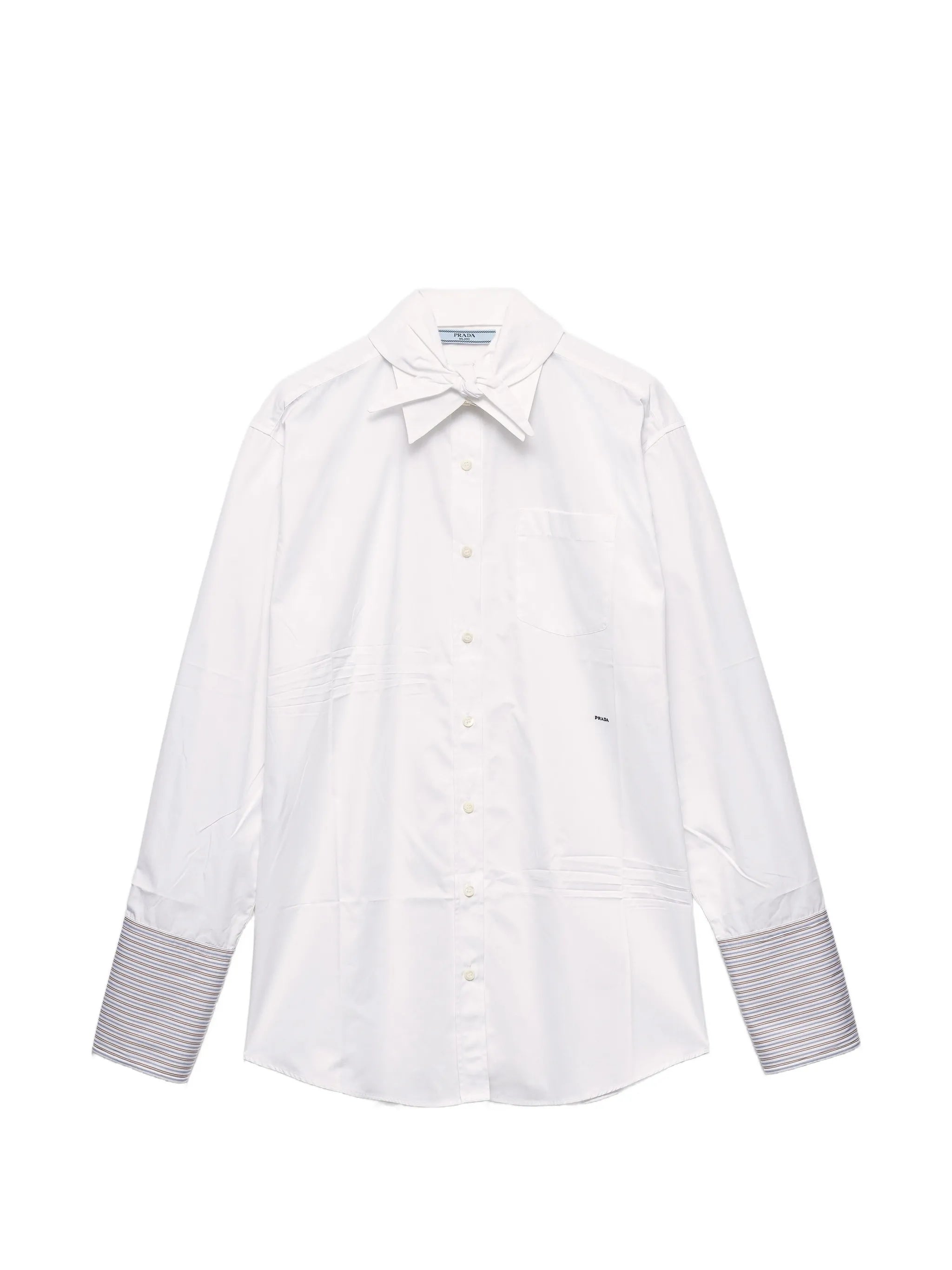 striped-cuff chest-pocket shirt