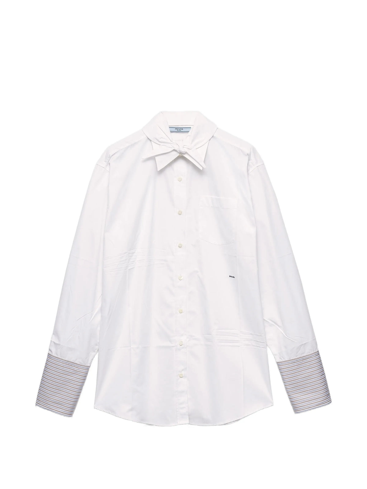 striped-cuff chest-pocket shirt