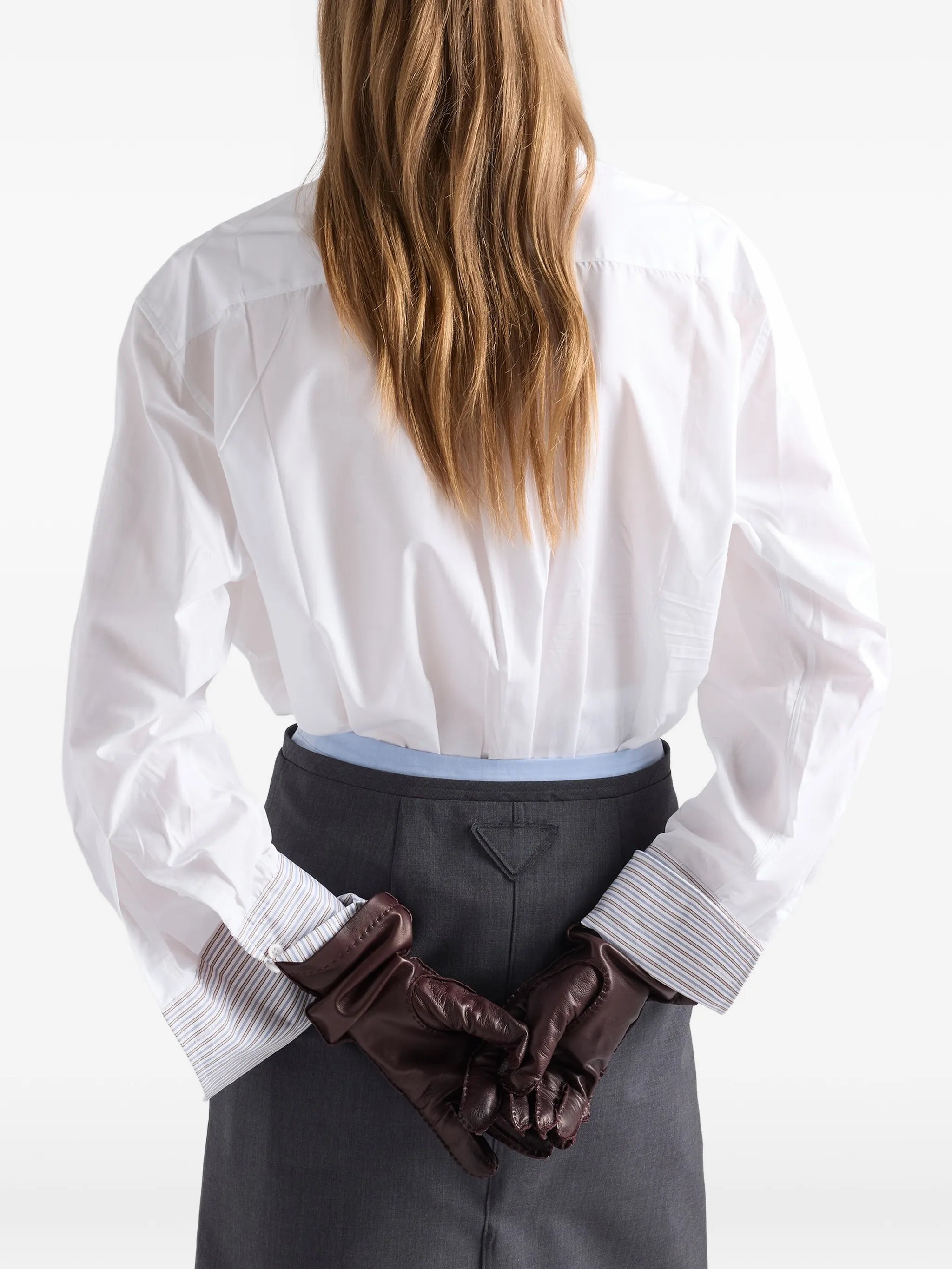 striped-cuff chest-pocket shirt