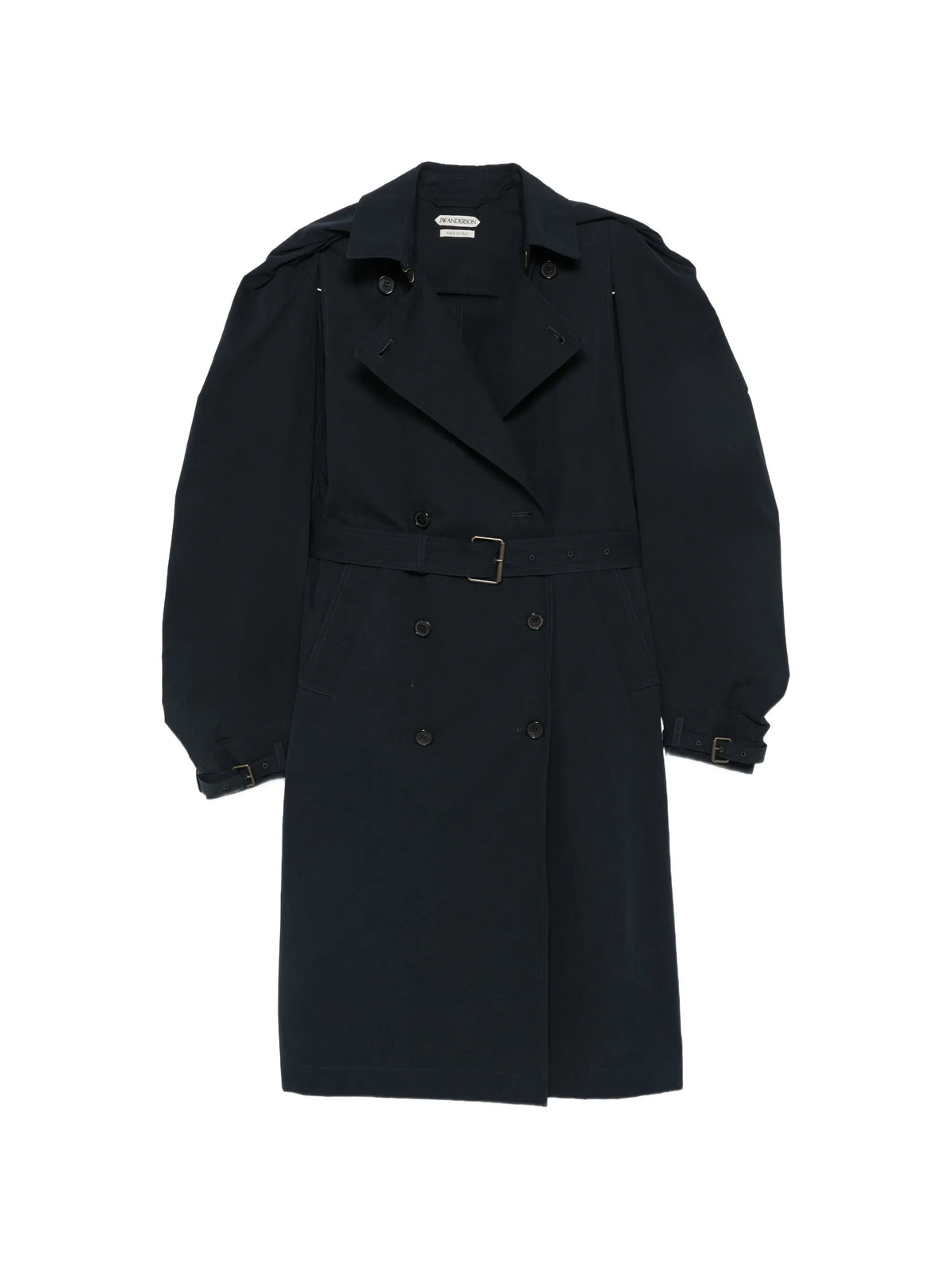 cape-overlay double-breasted trench coat