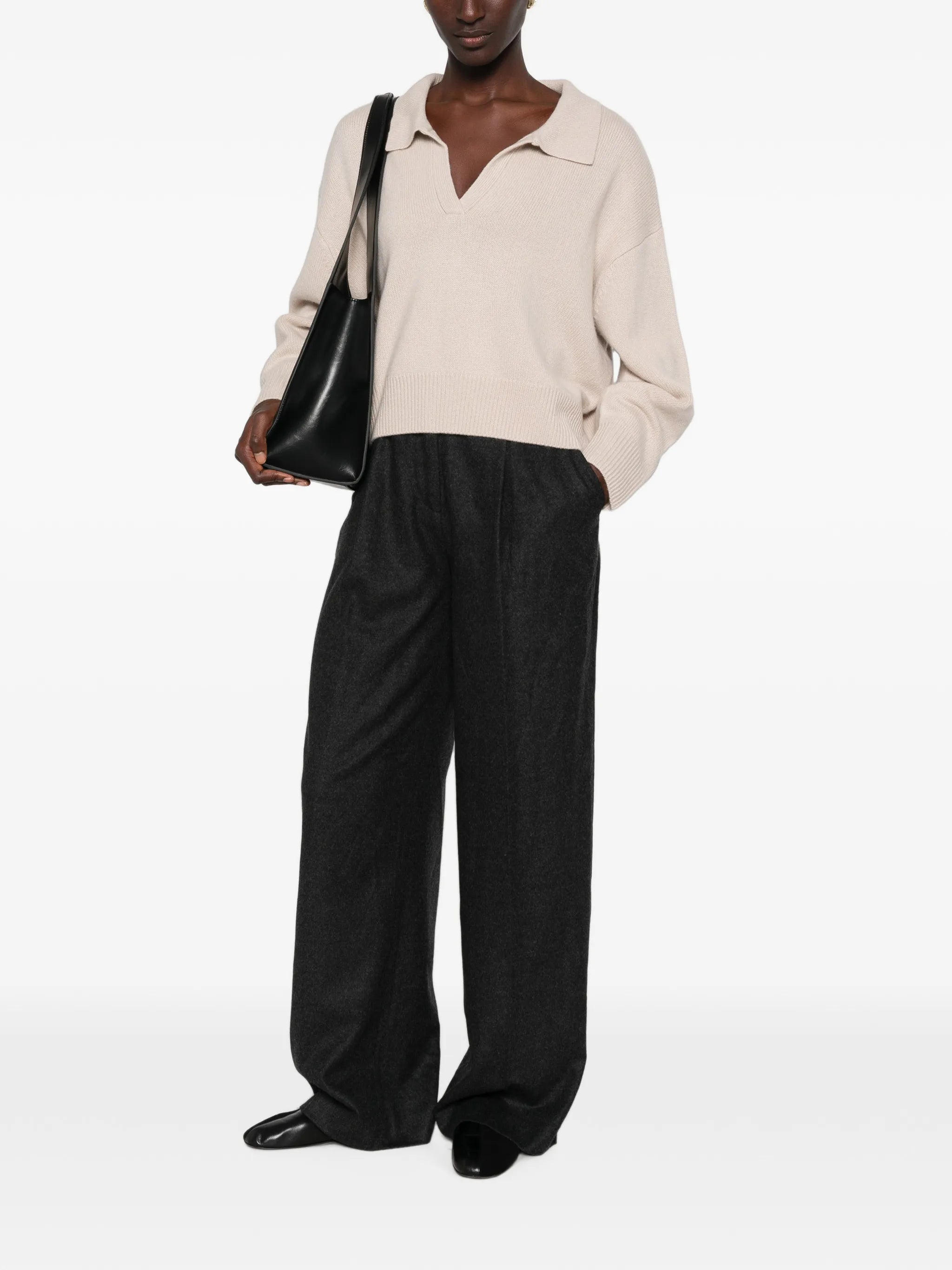 relaxed-fit polo sweater