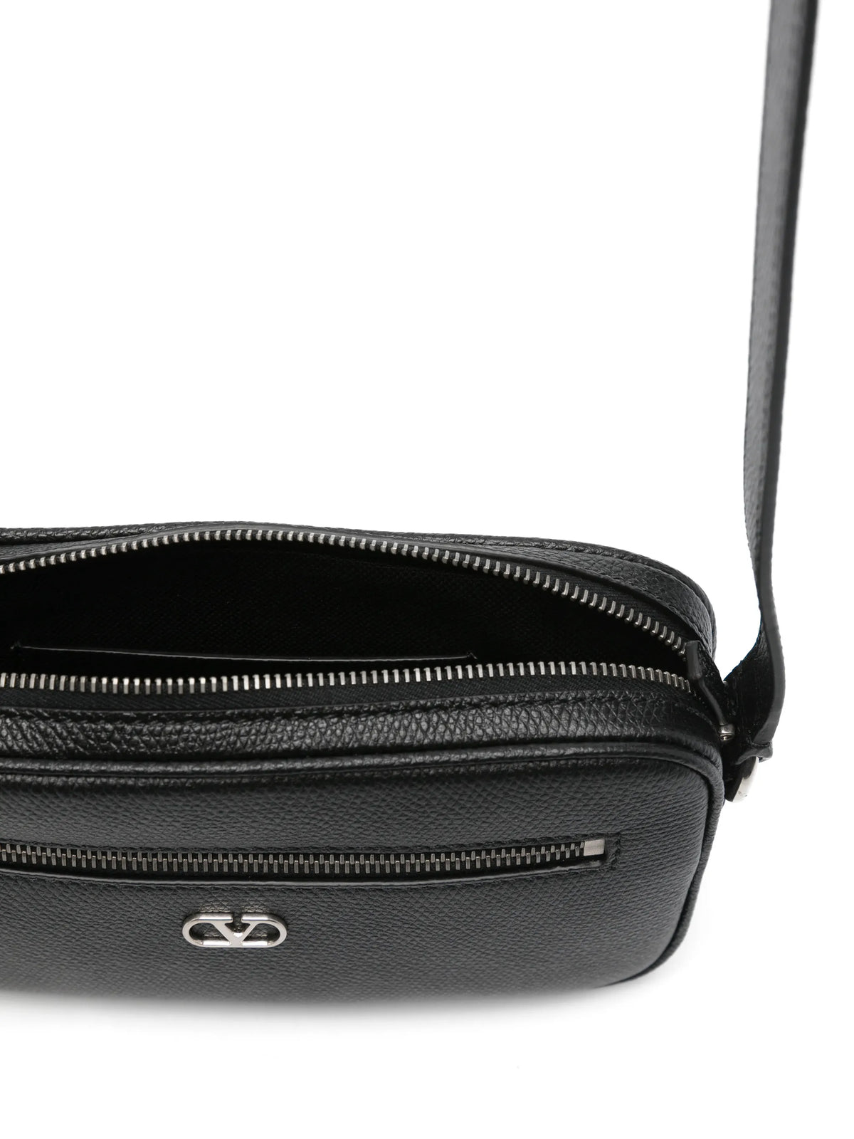 VLogo leather messenger bag