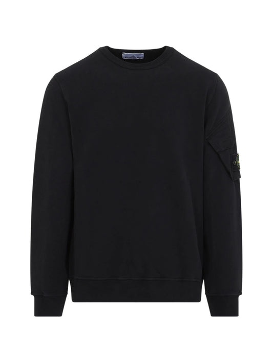 6100015 brushed organic cotton fleece regular-fit crewneck sweatshirt with sleeve pocket