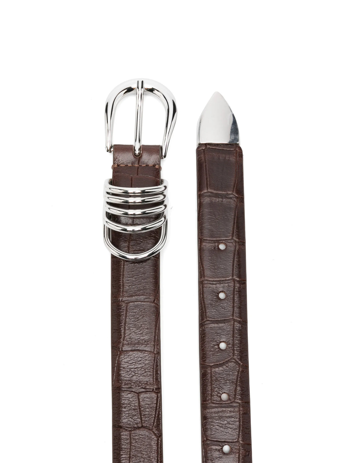 Hollyhock alligator-embossed leather belt