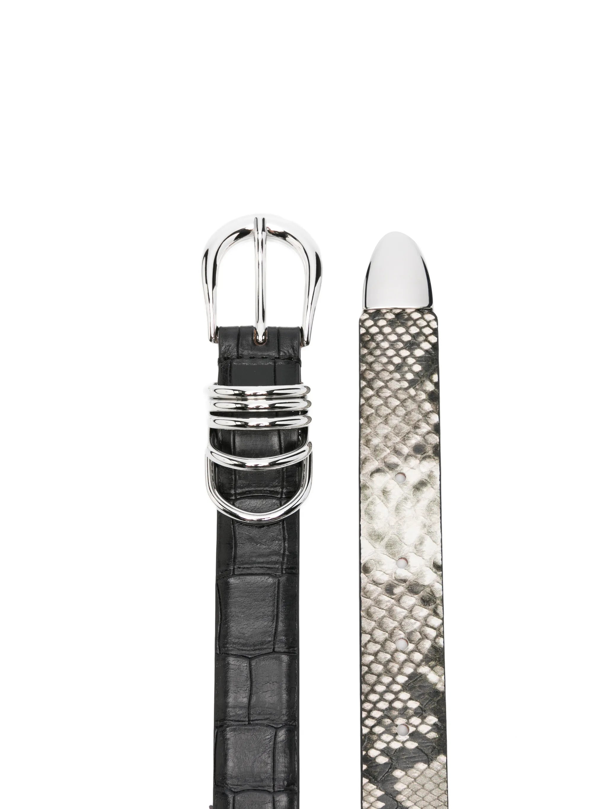 Hollyhock snakeskin-effect croc-effect belt