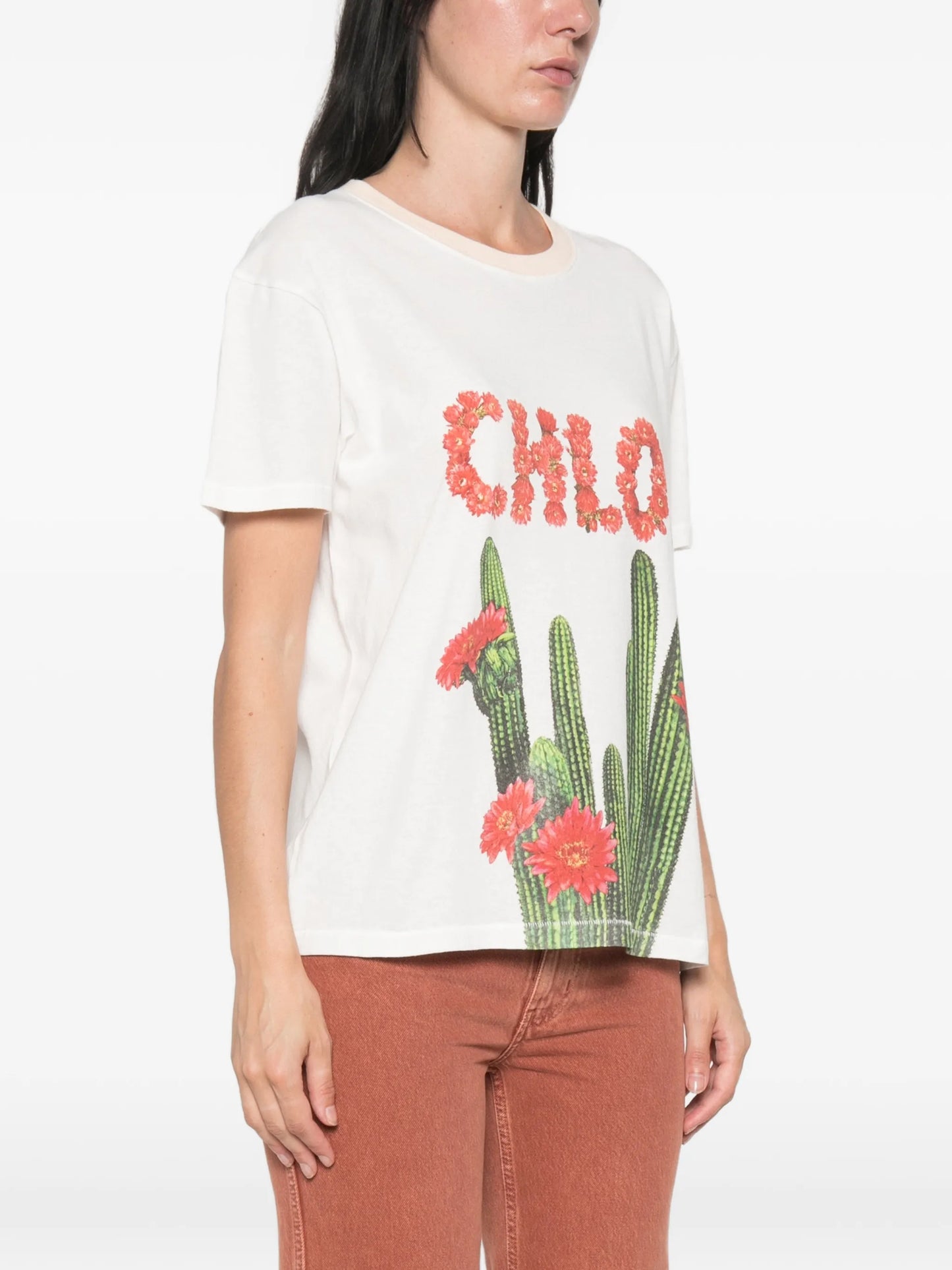 cactus-print cotton T-shirt