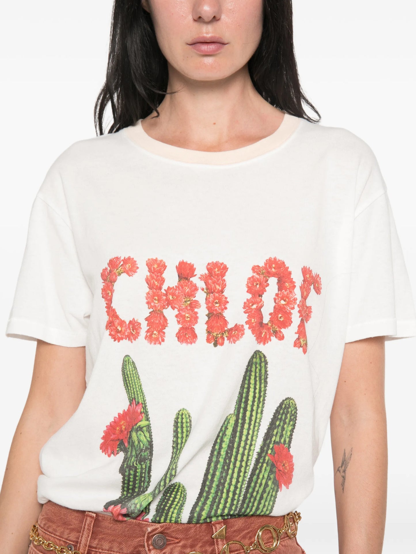 cactus-print cotton T-shirt