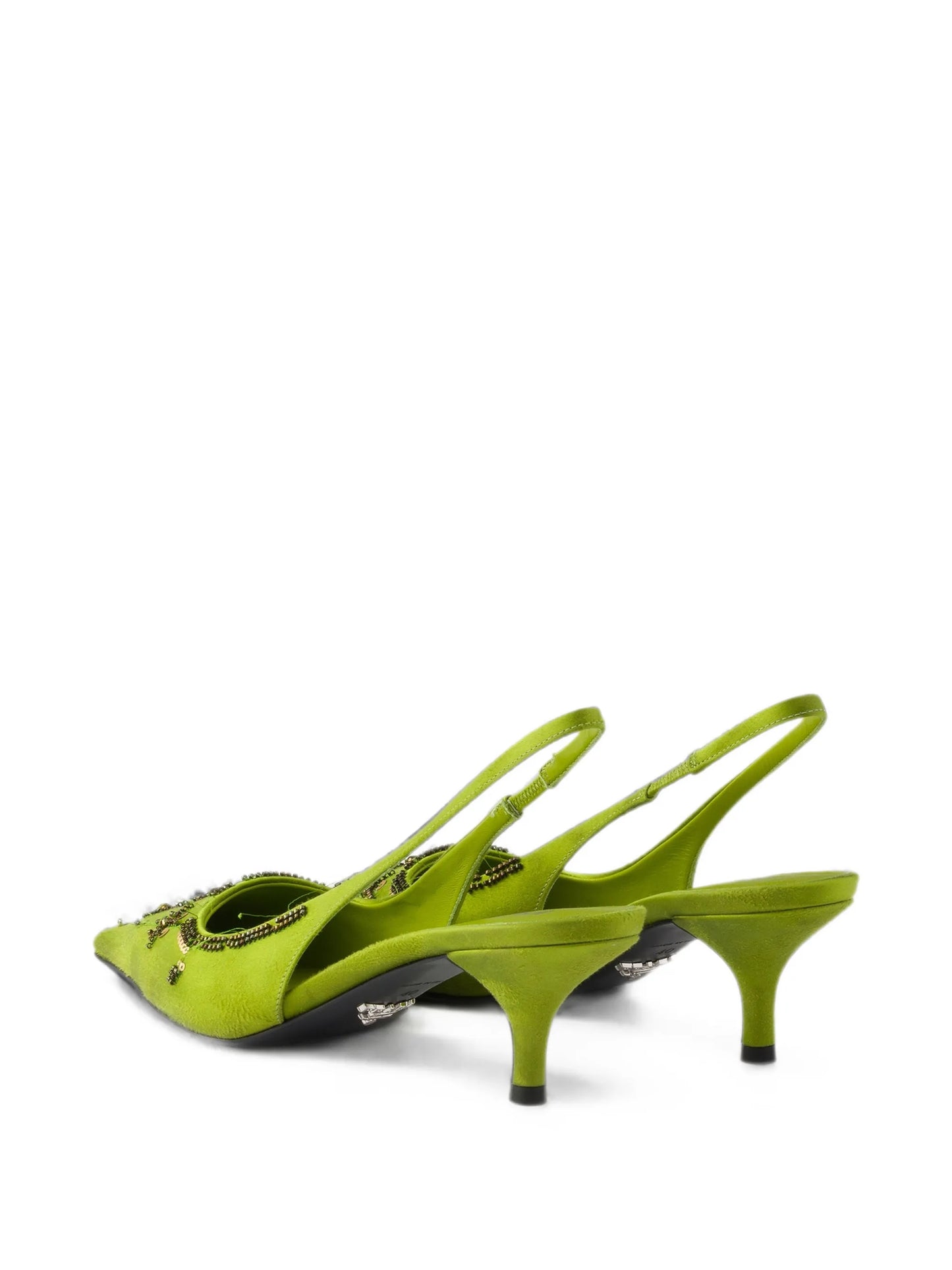 embroidered satin slingback pumps
