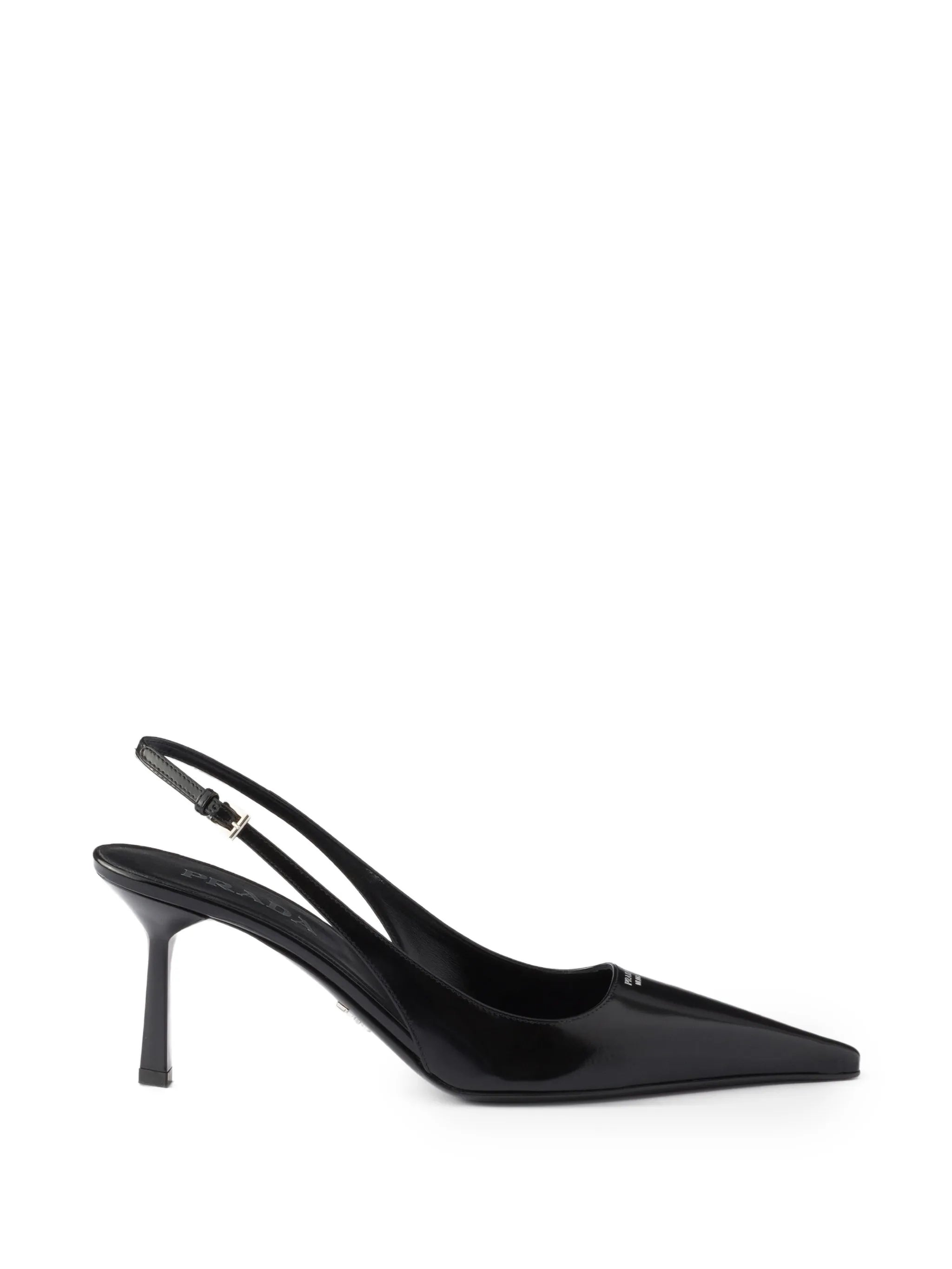 brushed leather slingback pumps