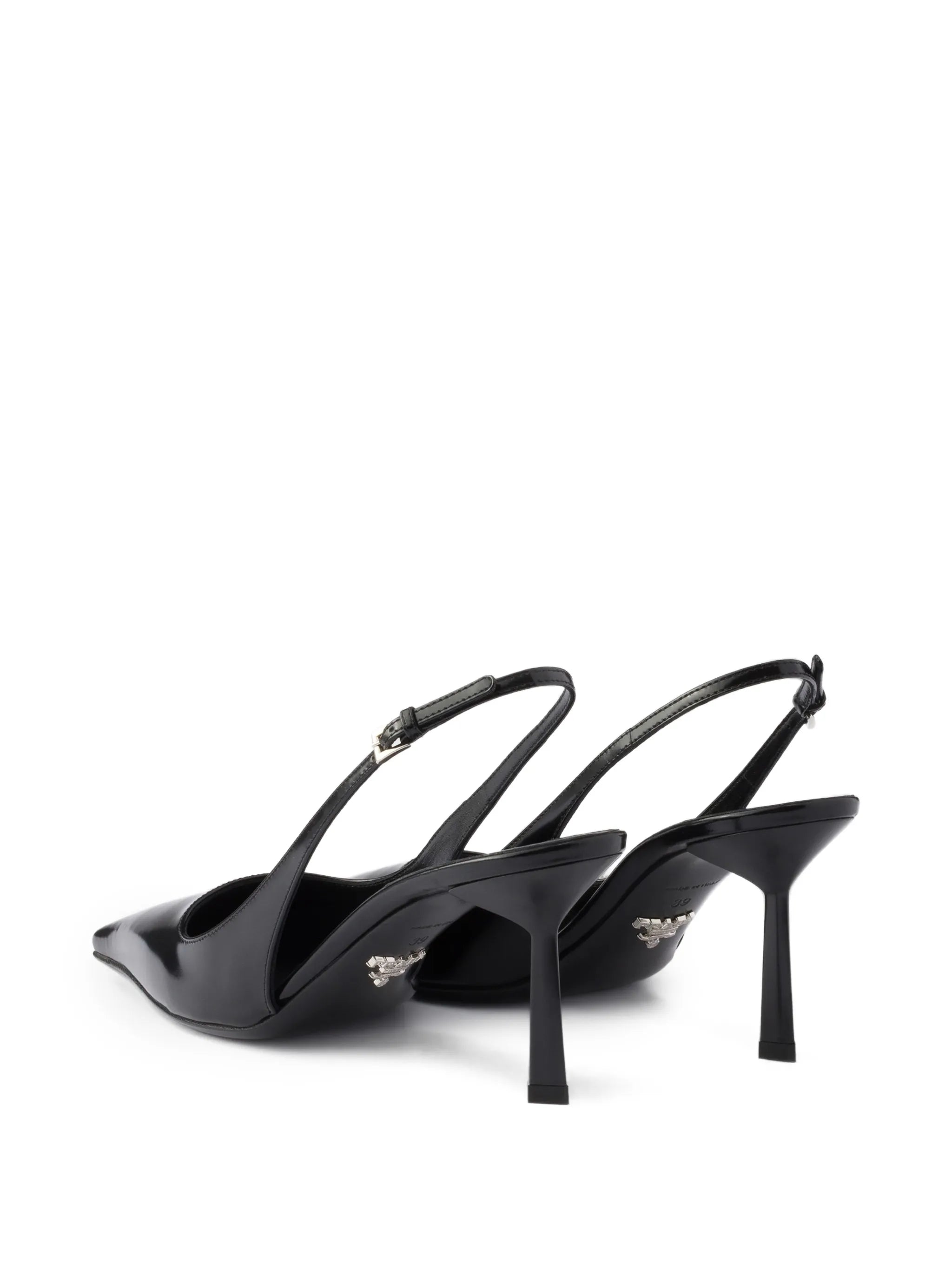brushed leather slingback pumps