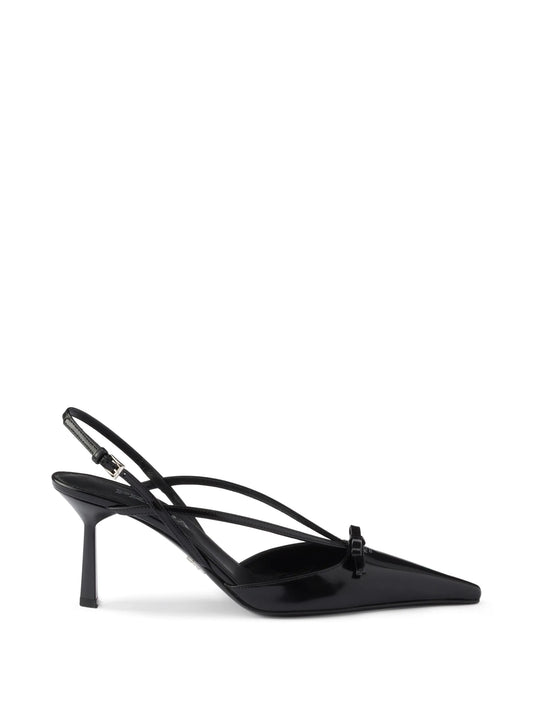 brushed-leather slingback pumps