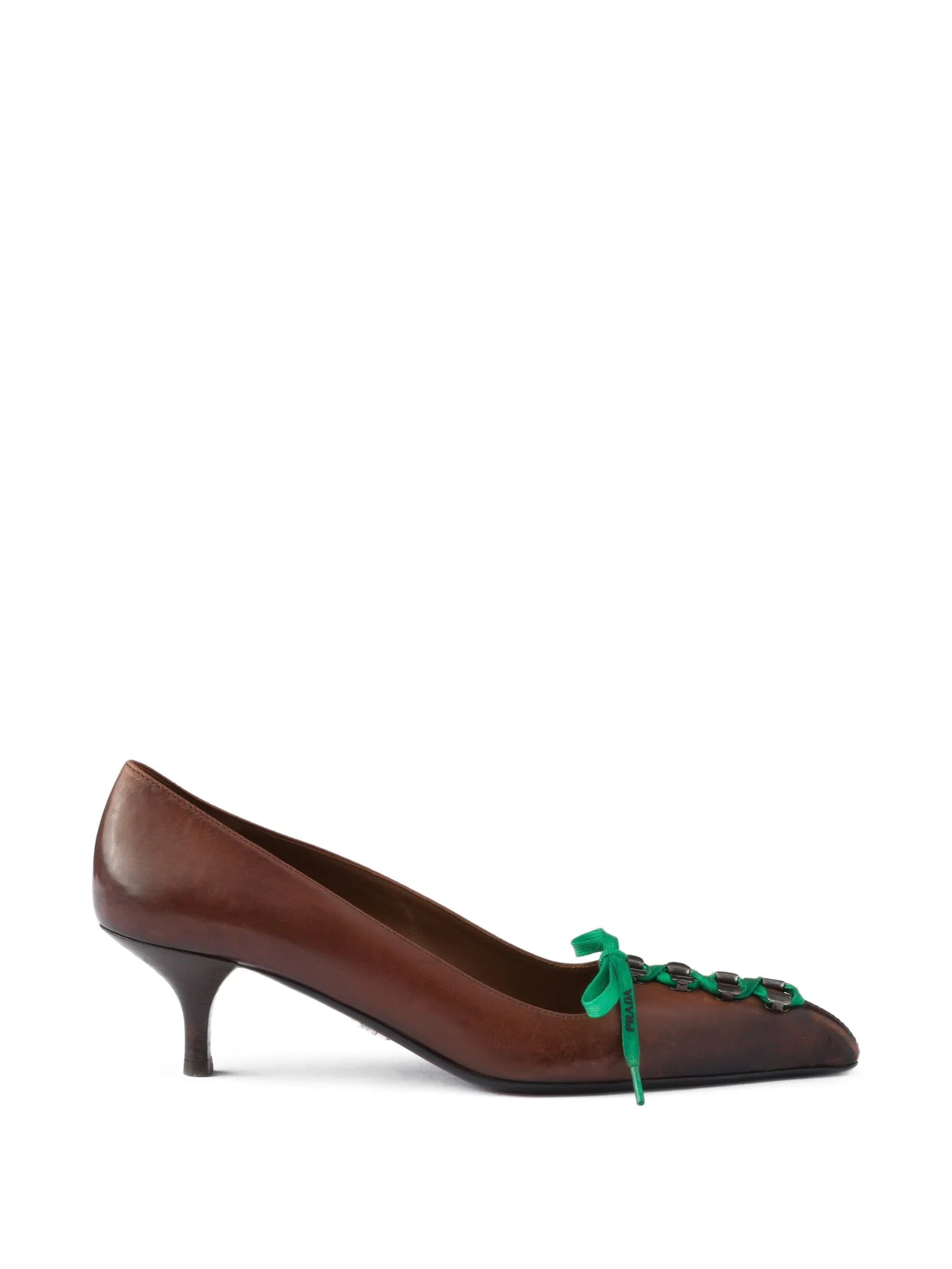 antiqued leather pumps