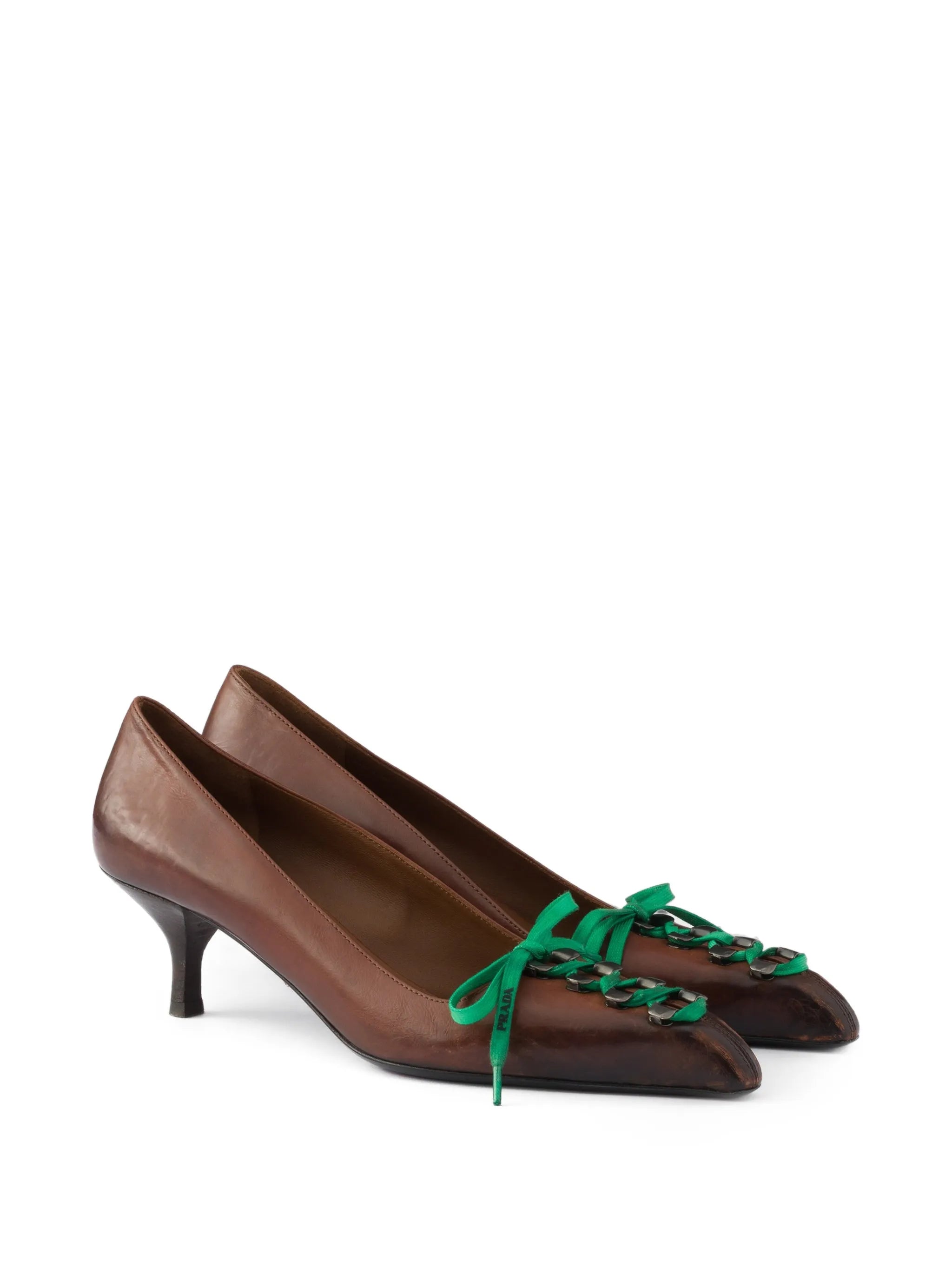 antiqued leather pumps