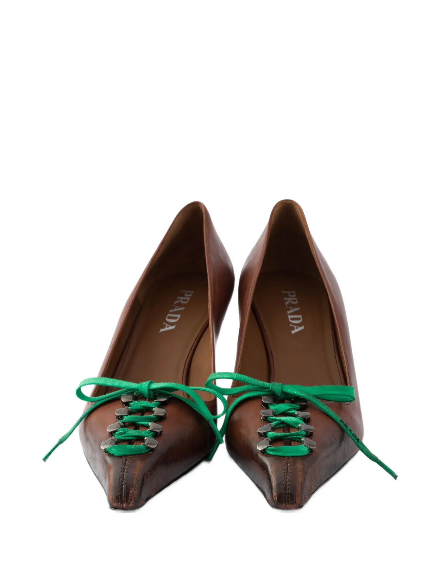 antiqued leather pumps