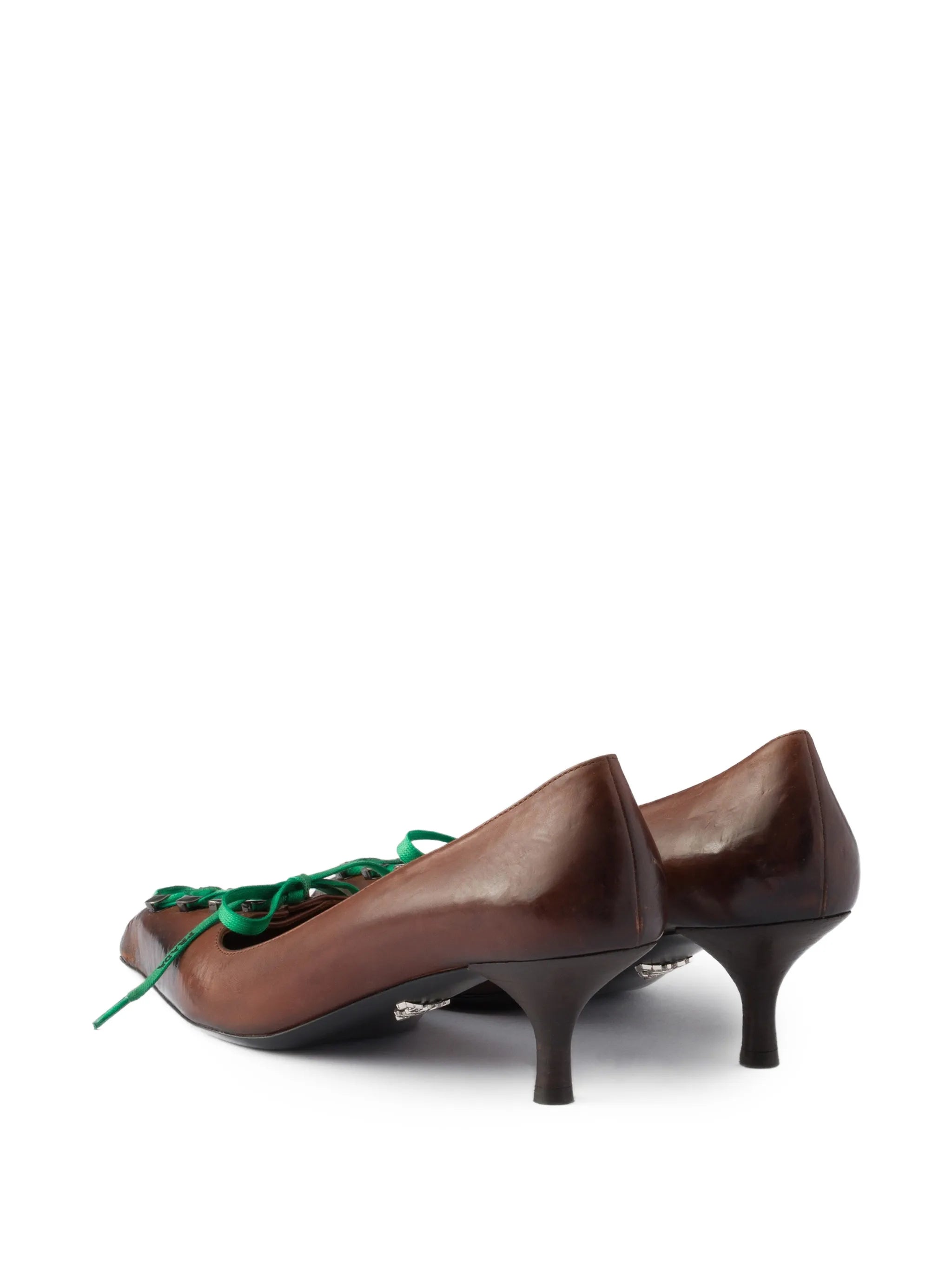 antiqued leather pumps