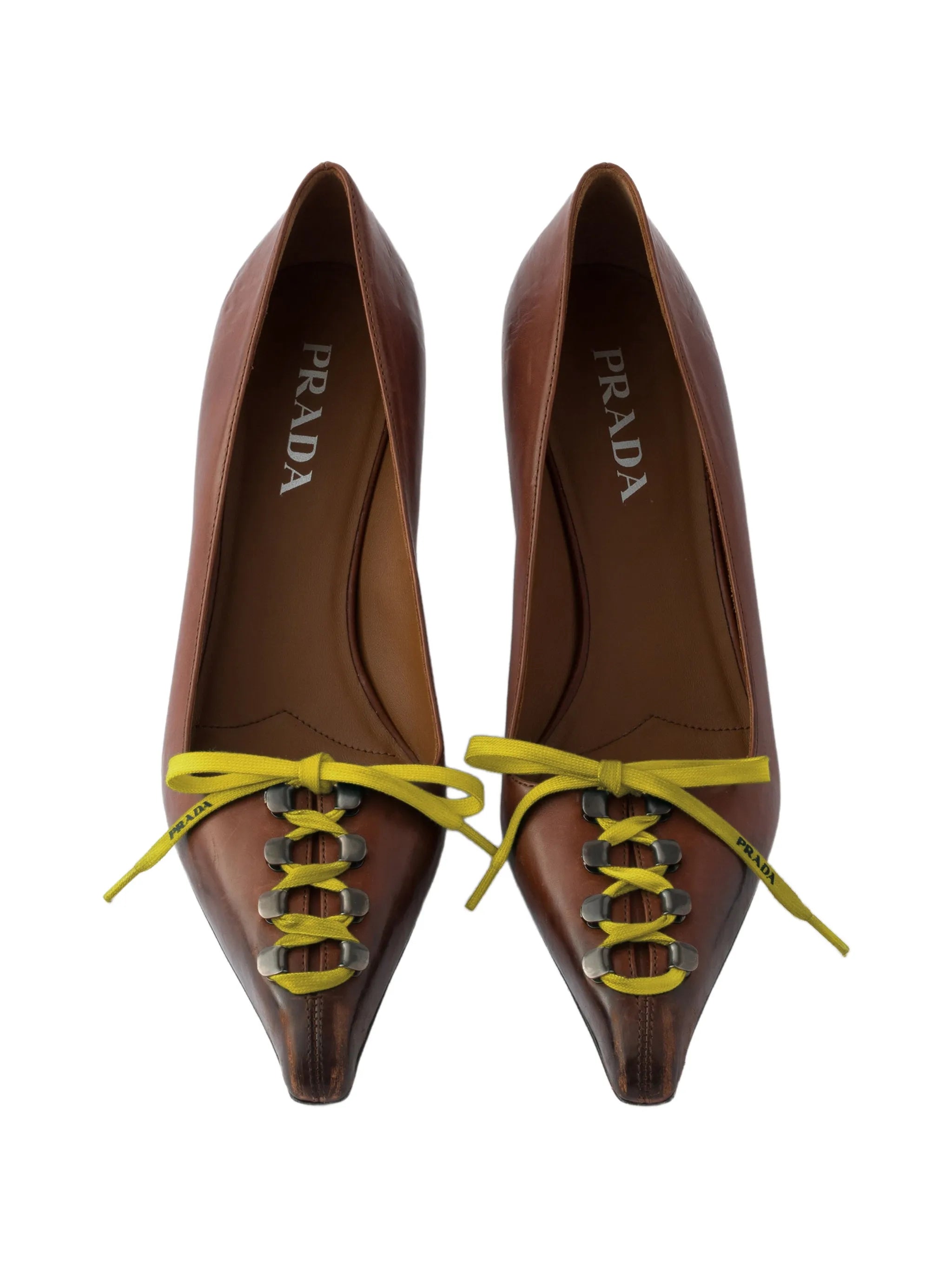 antiqued leather pumps