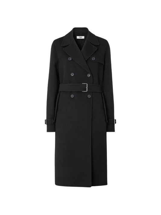 trench coat black FF Zucca wool trench coat