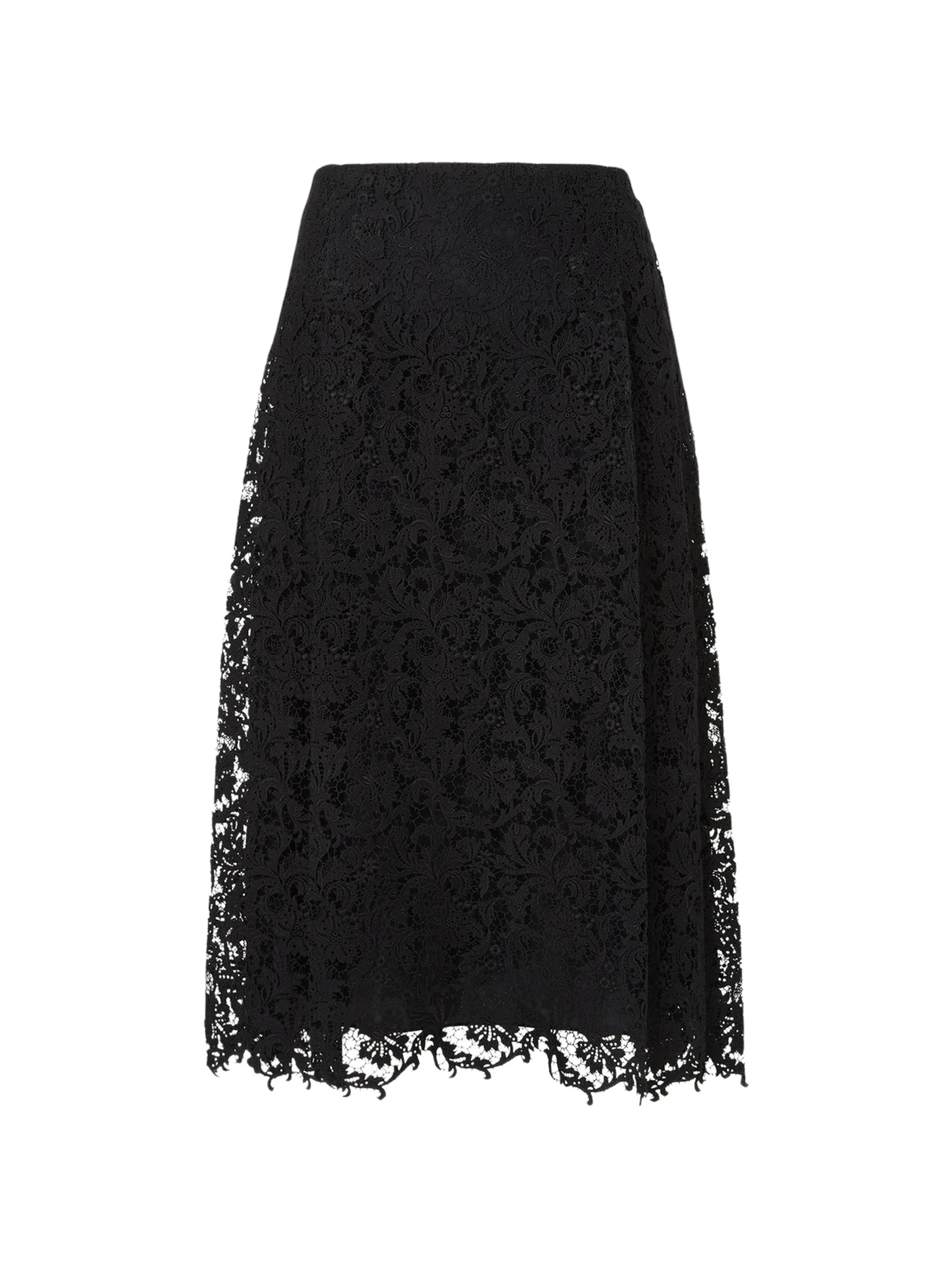 lace pleated midi skirt