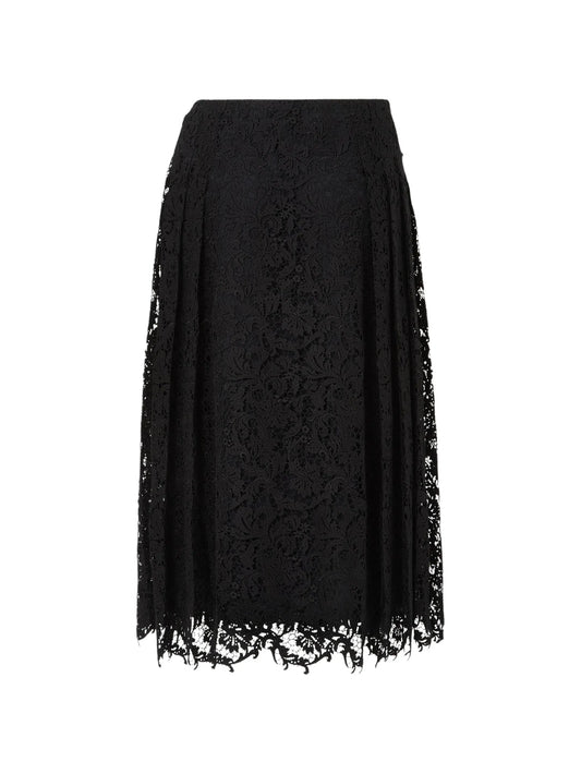 lace pleated midi skirt