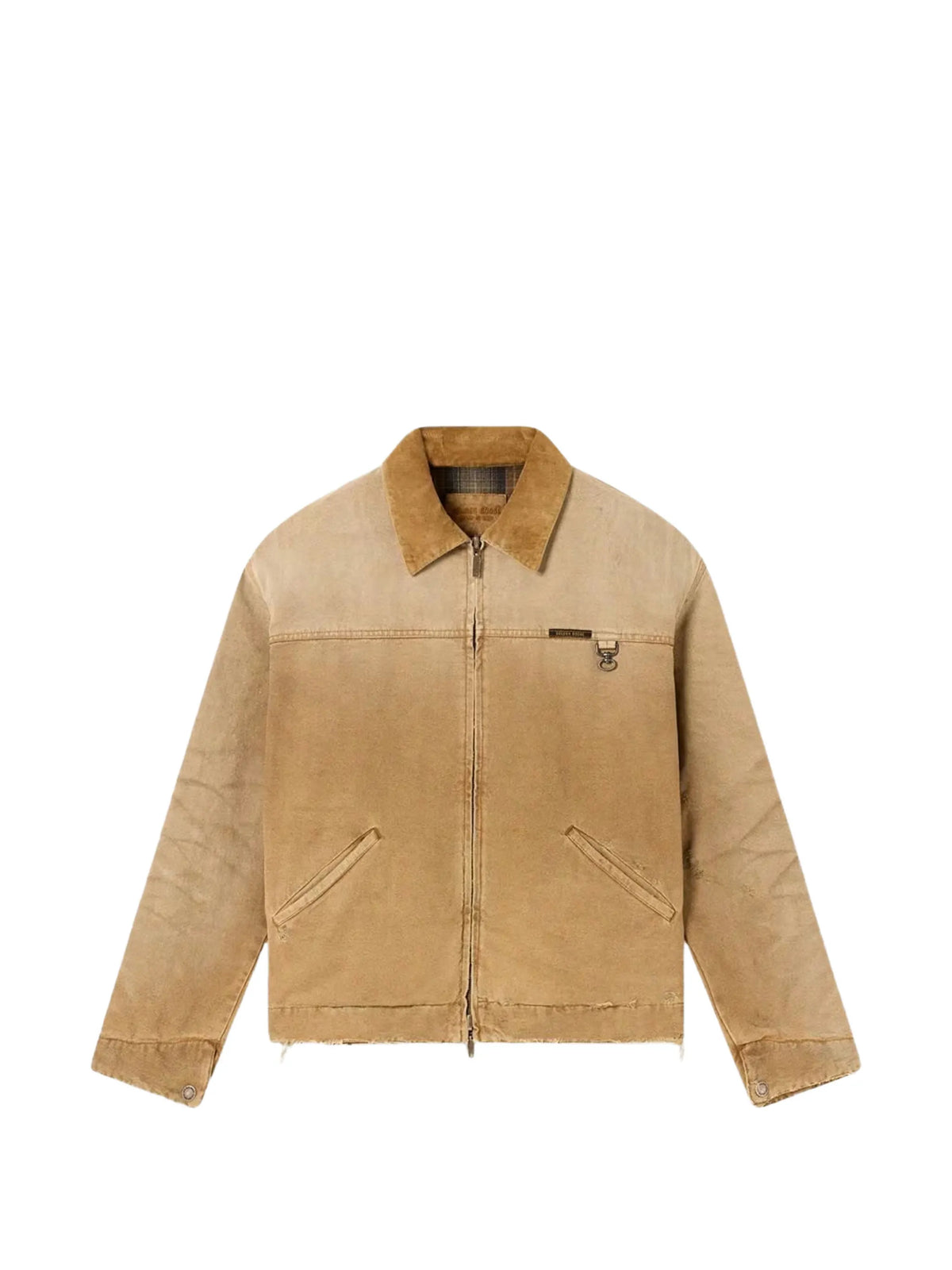 reversible-jacket in beige cotton with check-pattern