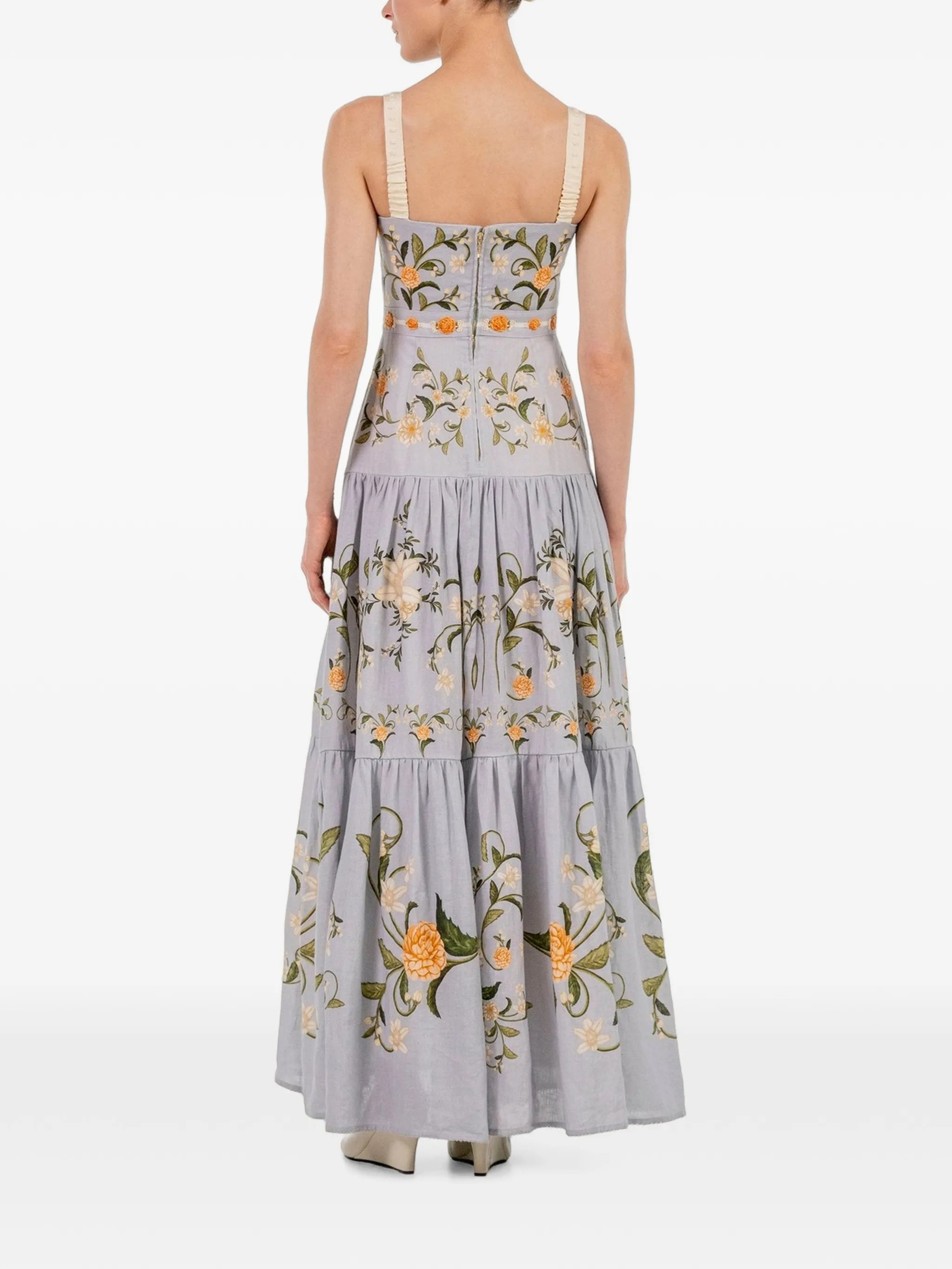 Lima embroidered linen maxi dress