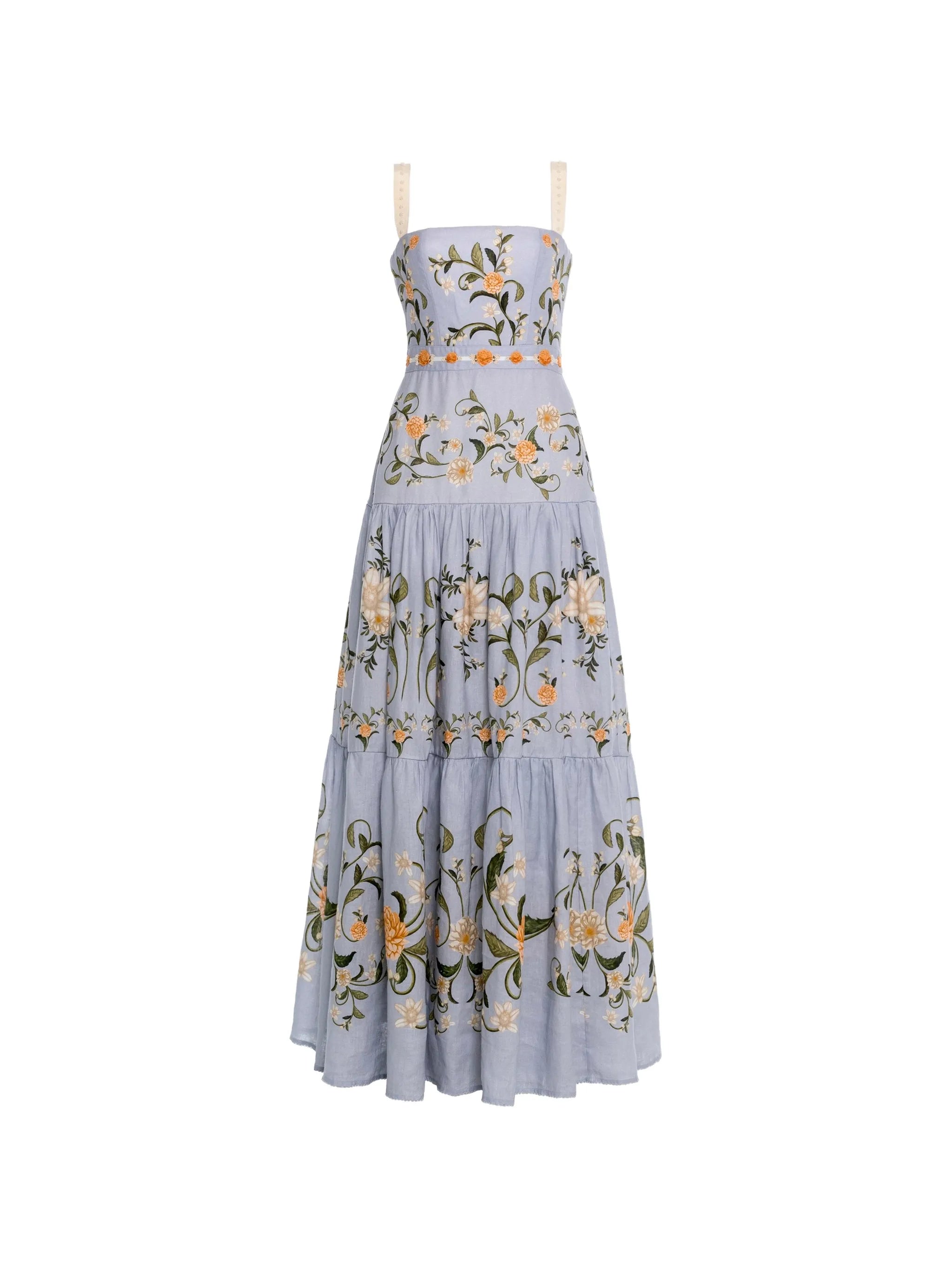 Lima embroidered linen maxi dress
