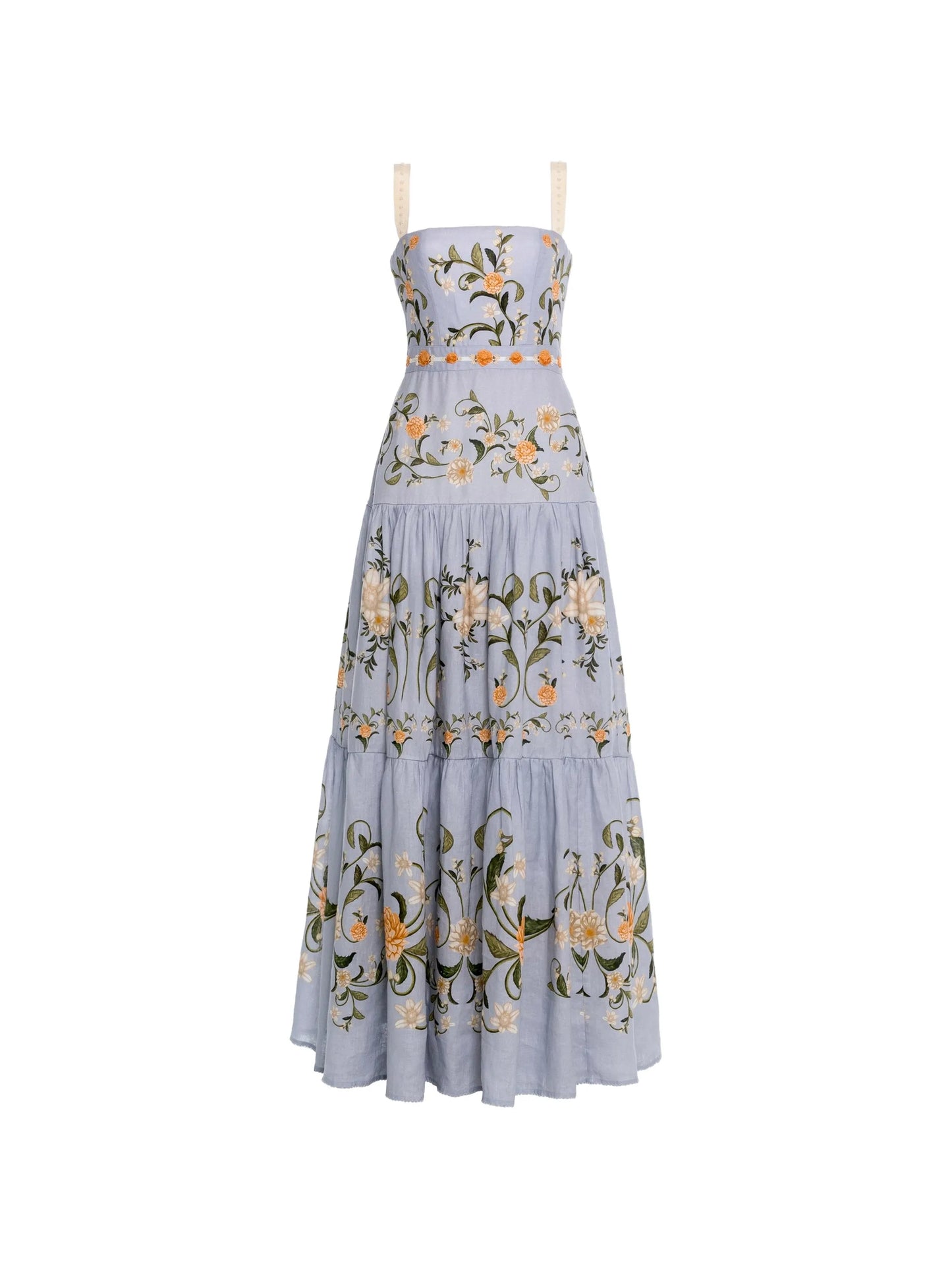 Lima embroidered linen maxi dress