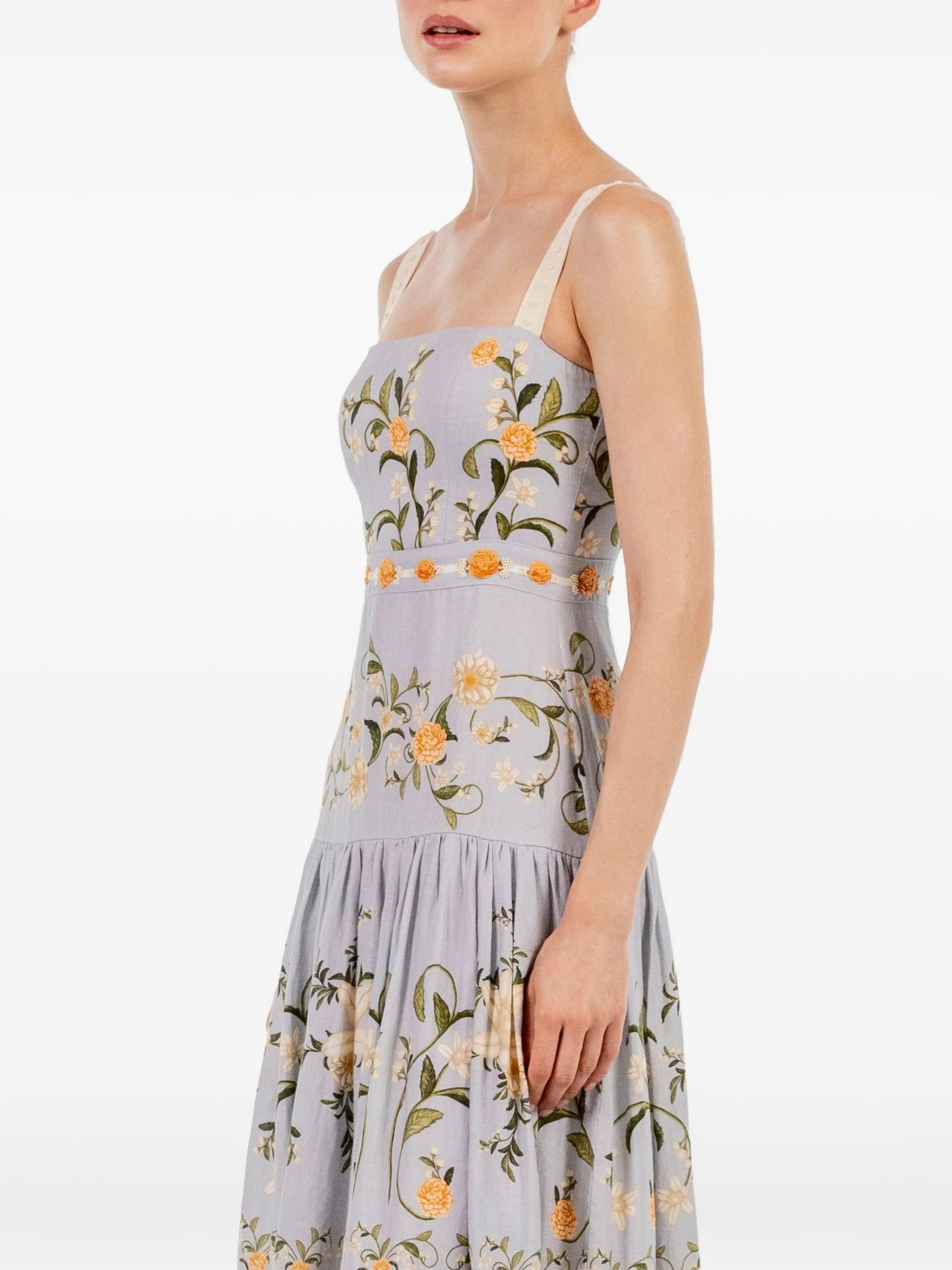 Lima embroidered linen maxi dress