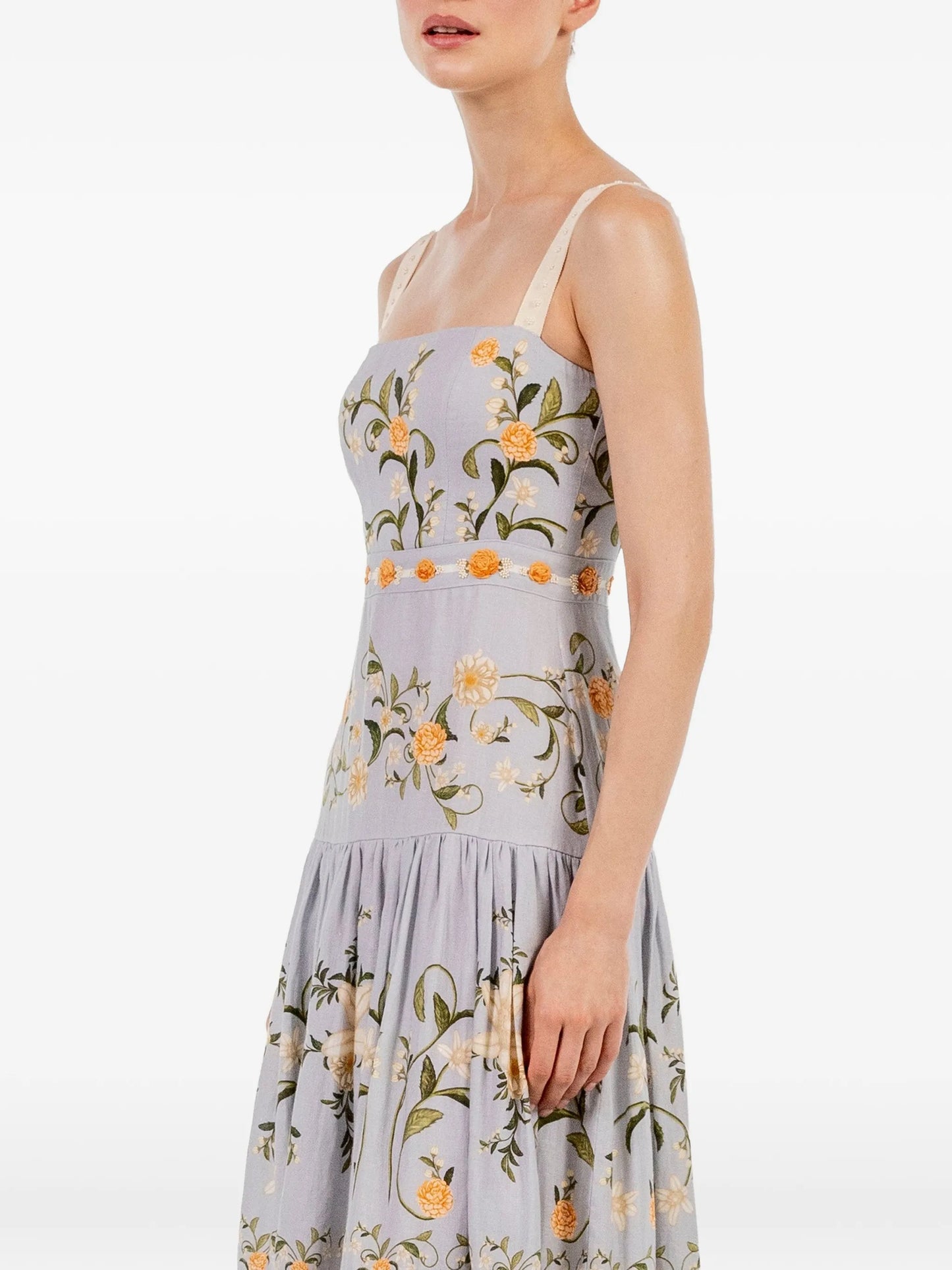 Lima embroidered linen maxi dress