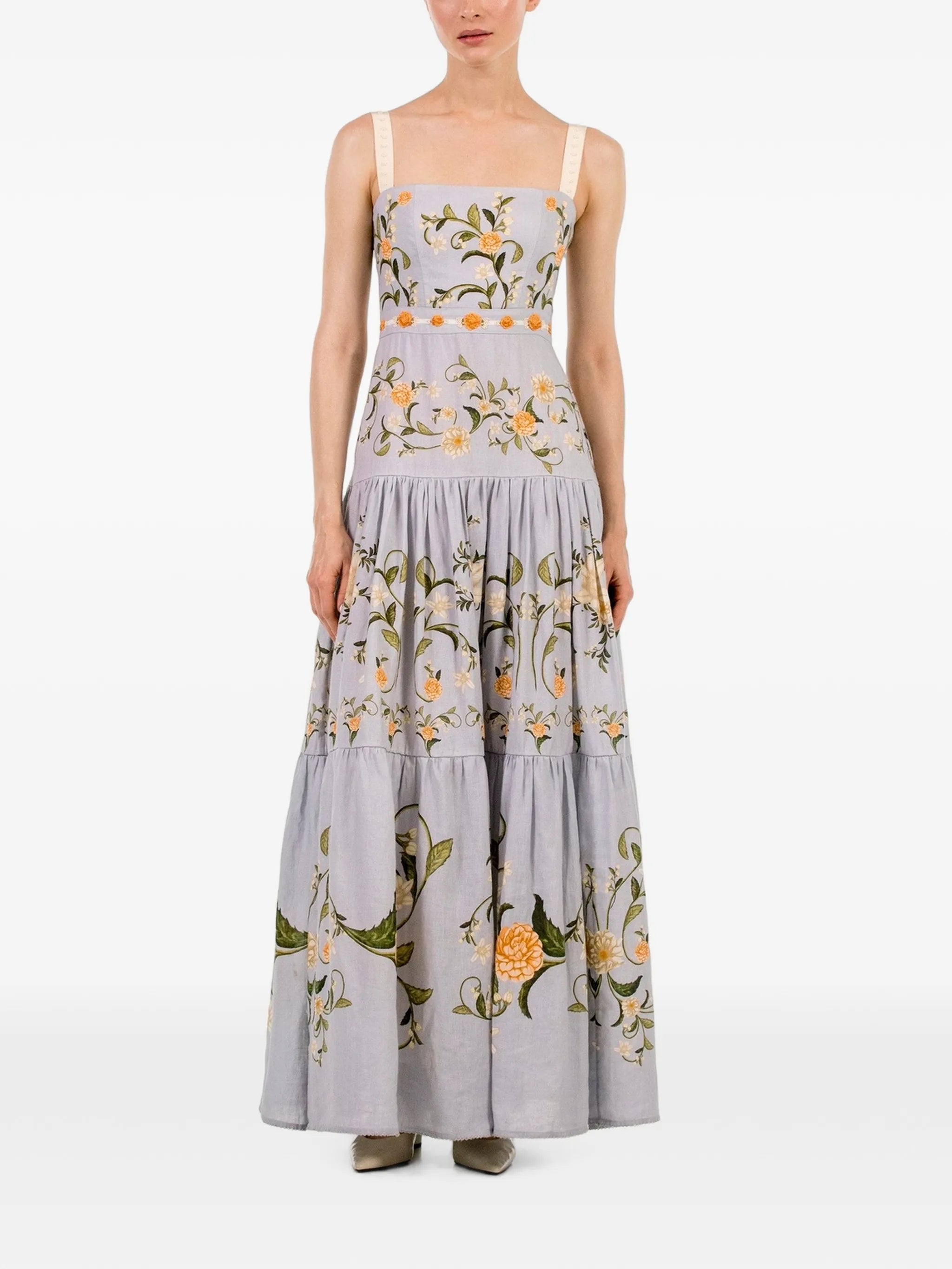 Lima embroidered linen maxi dress