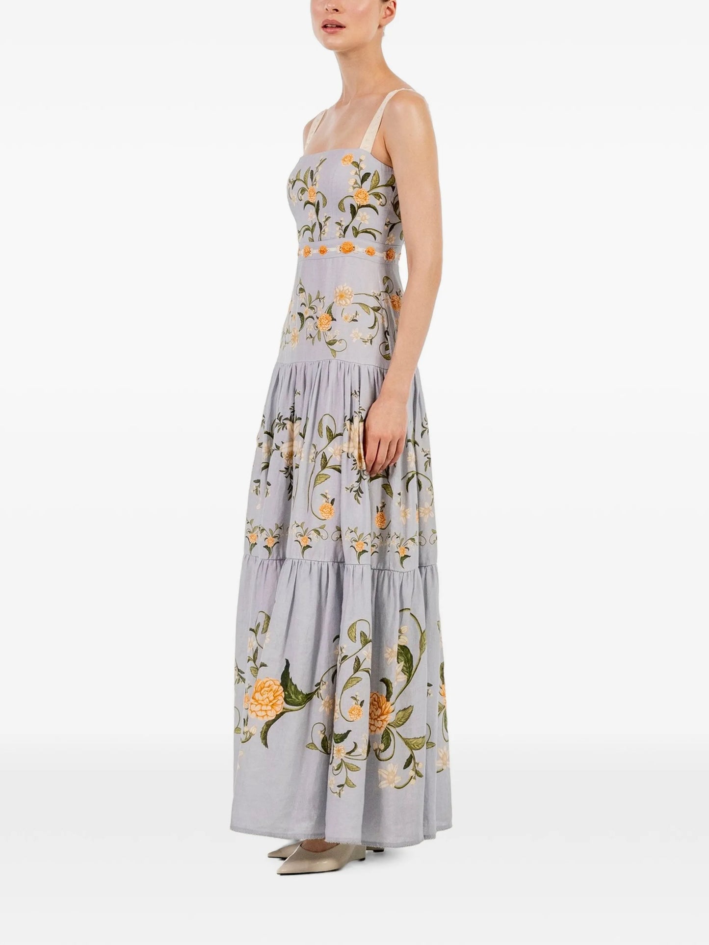 Lima embroidered linen maxi dress