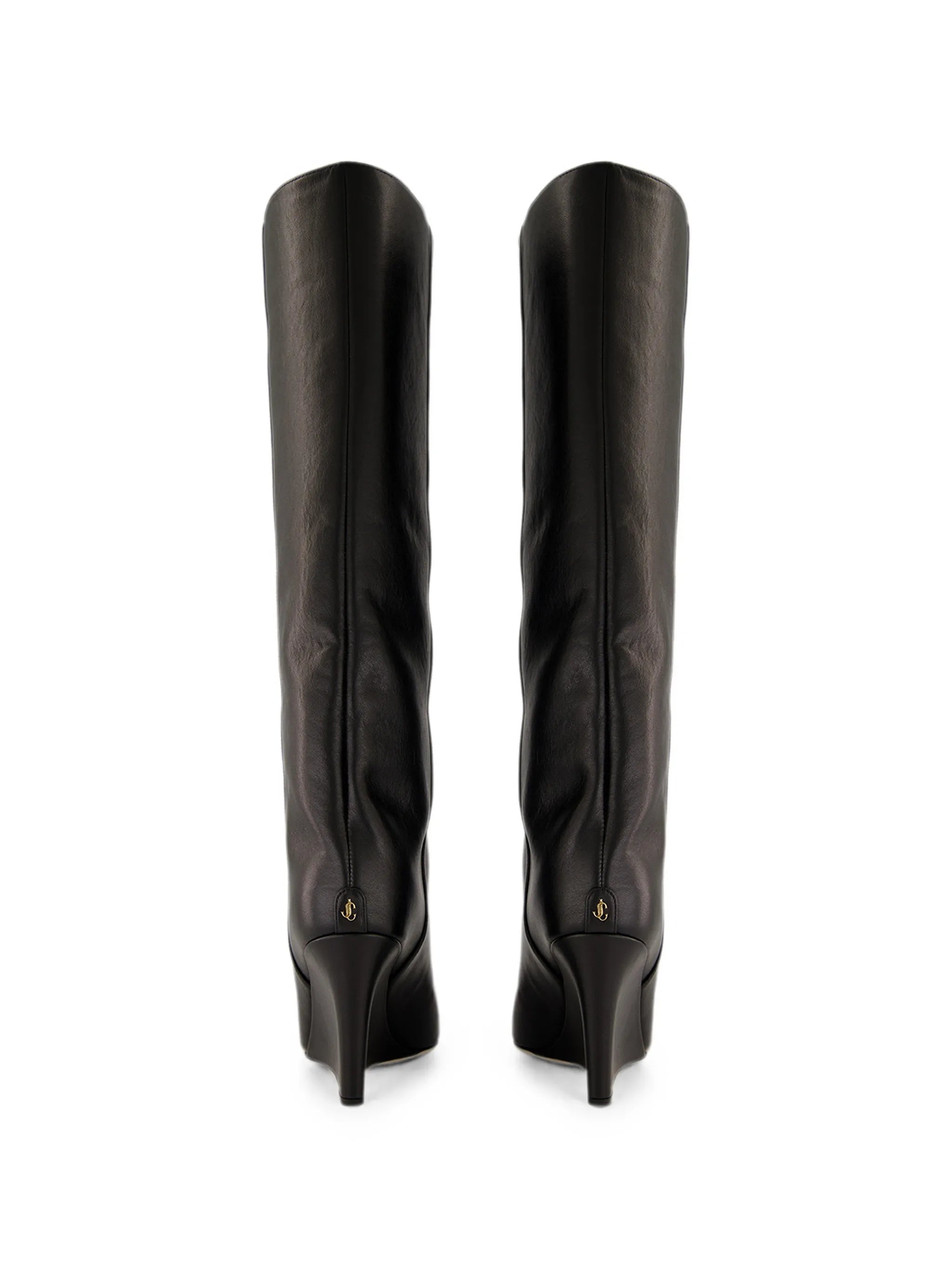 Blake 85 black smooth leather knee-high boots with wedge heel