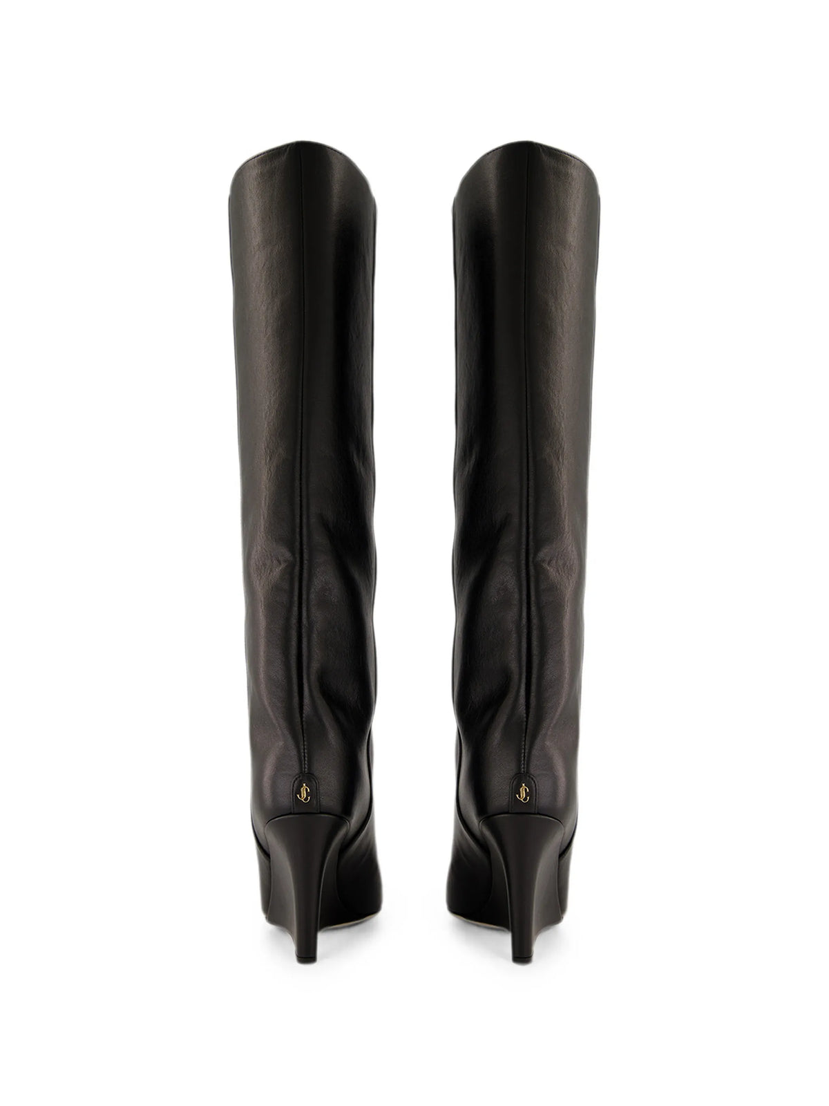 Blake 85 black smooth leather knee-high boots with wedge heel