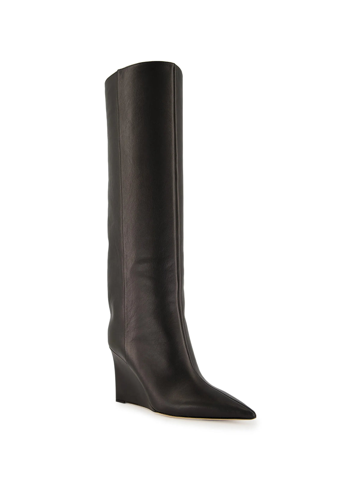 Blake 85 black smooth leather knee-high boots with wedge heel
