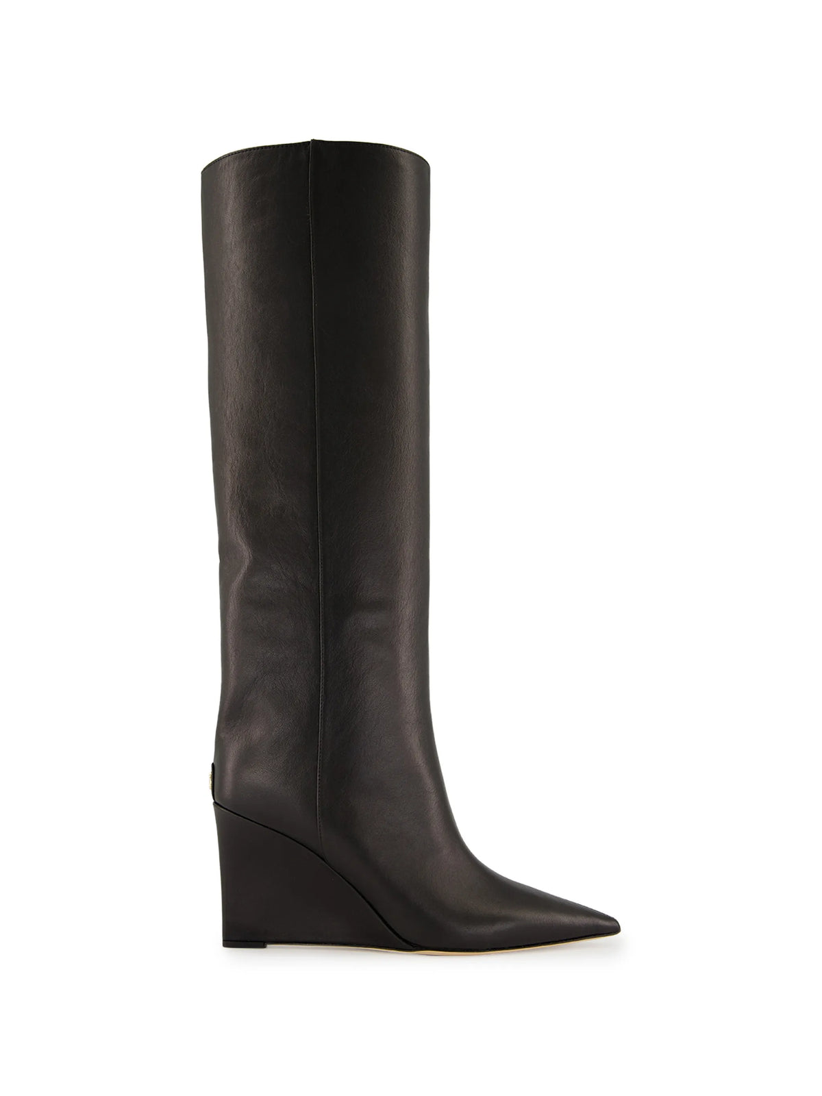 Blake 85 black smooth leather knee-high boots with wedge heel