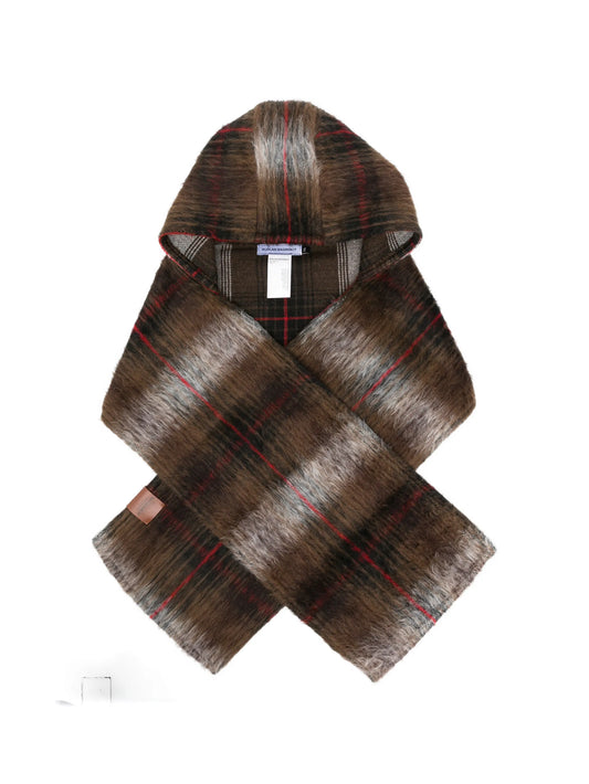 checked hooded scarf