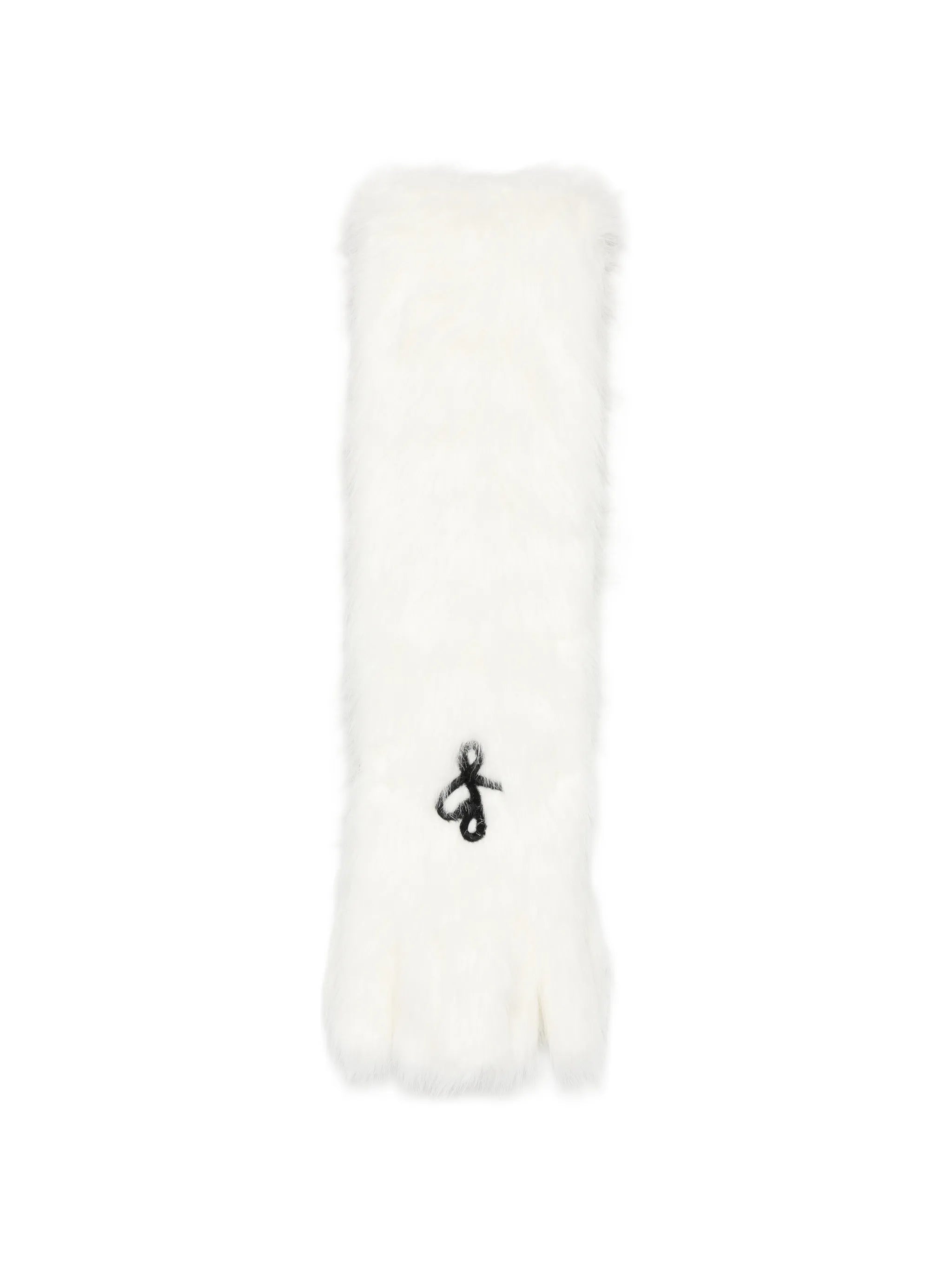 logo-embroidered faux-fur scarf