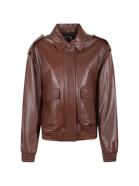 Astra epaulette leather jacket