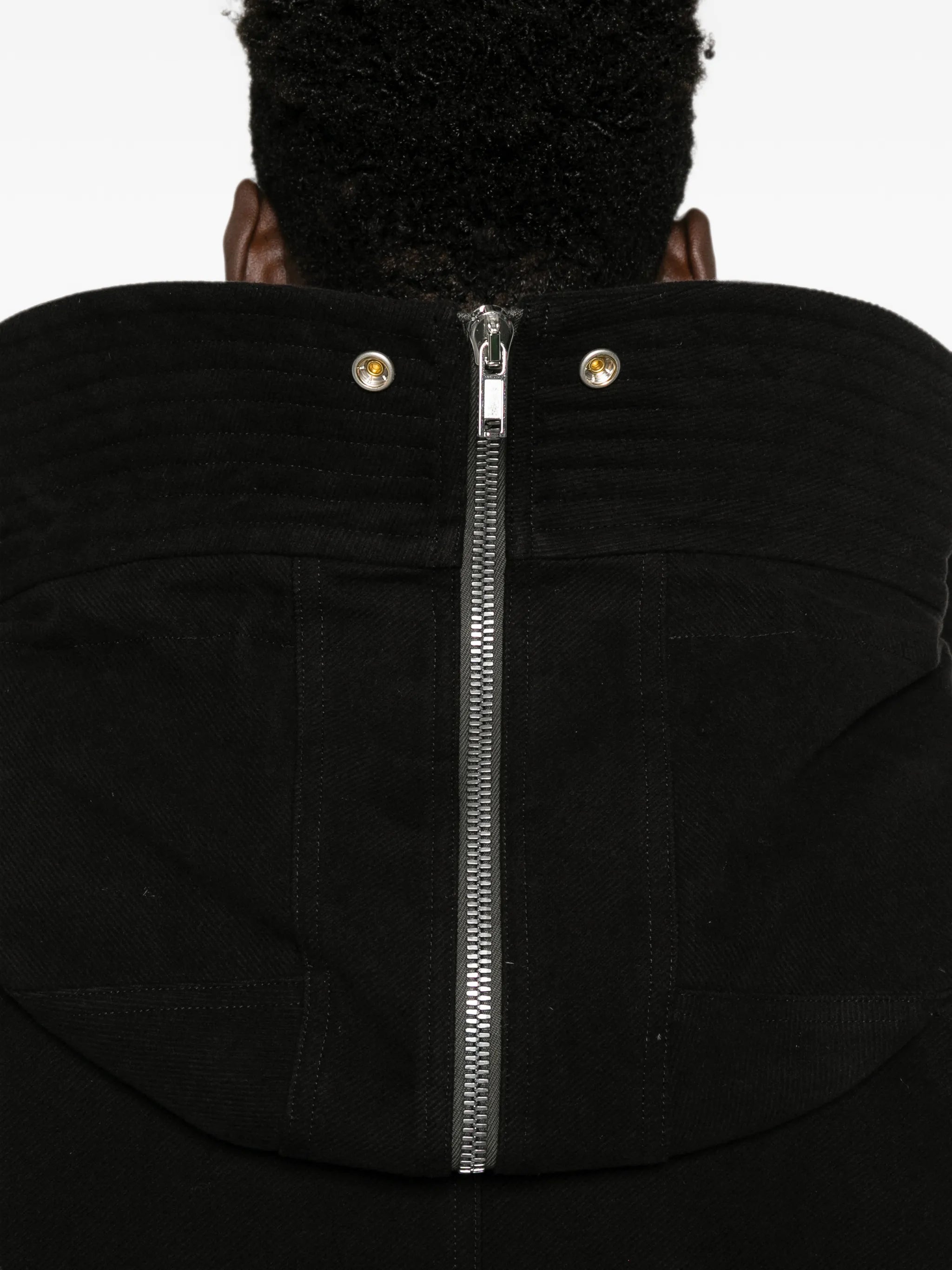drawstring-hood zipped coat