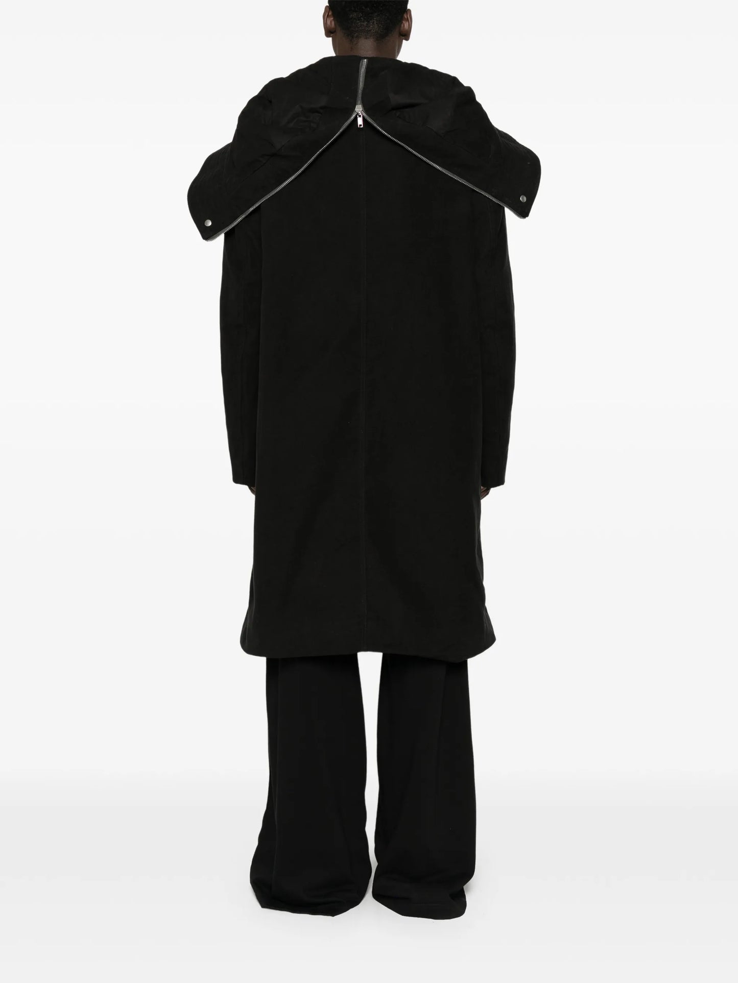 drawstring-hood zipped coat