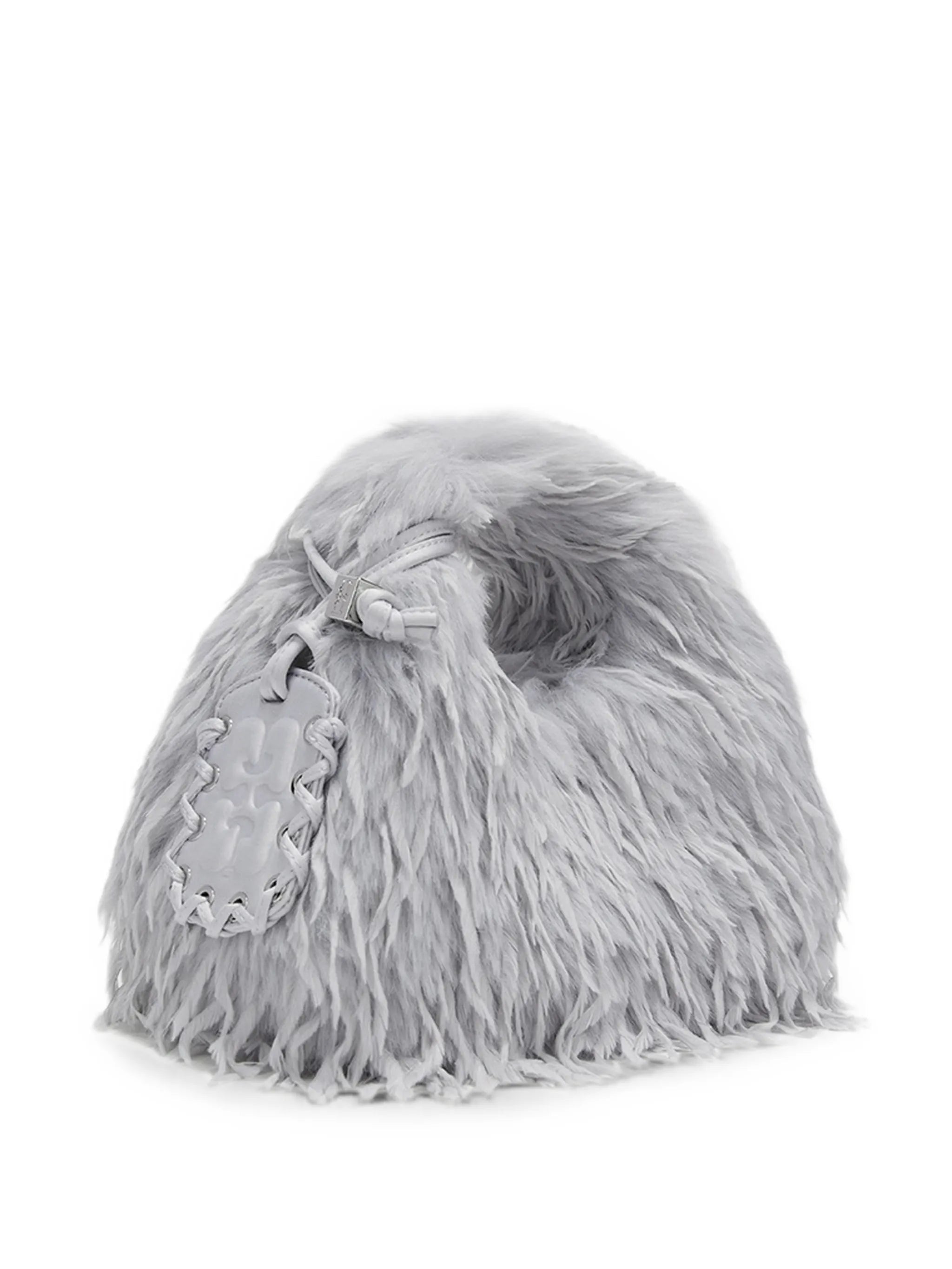 mini bag in blue feathers
