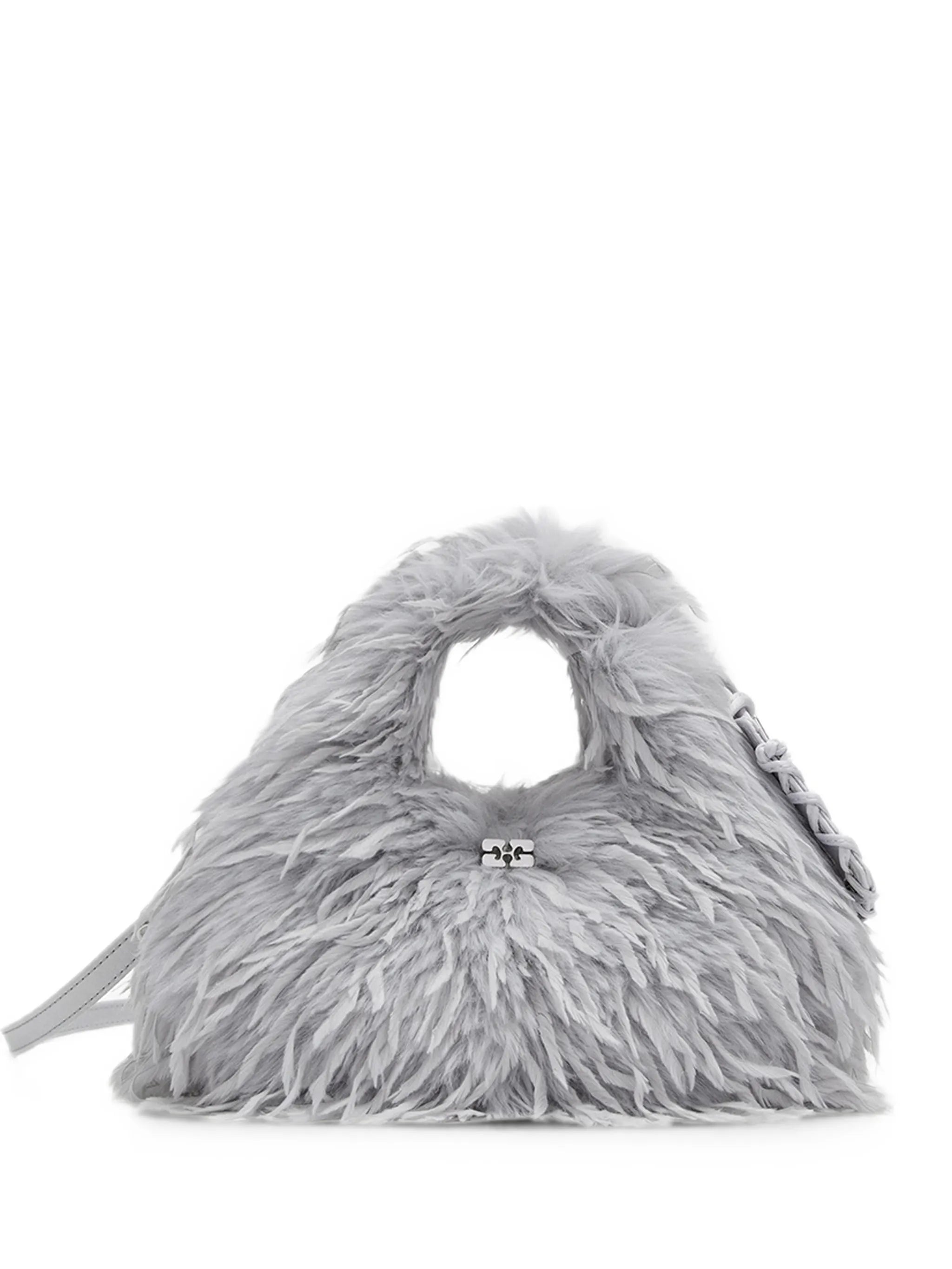 mini bag in blue feathers