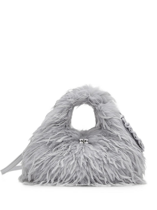 mini bag in blue feathers