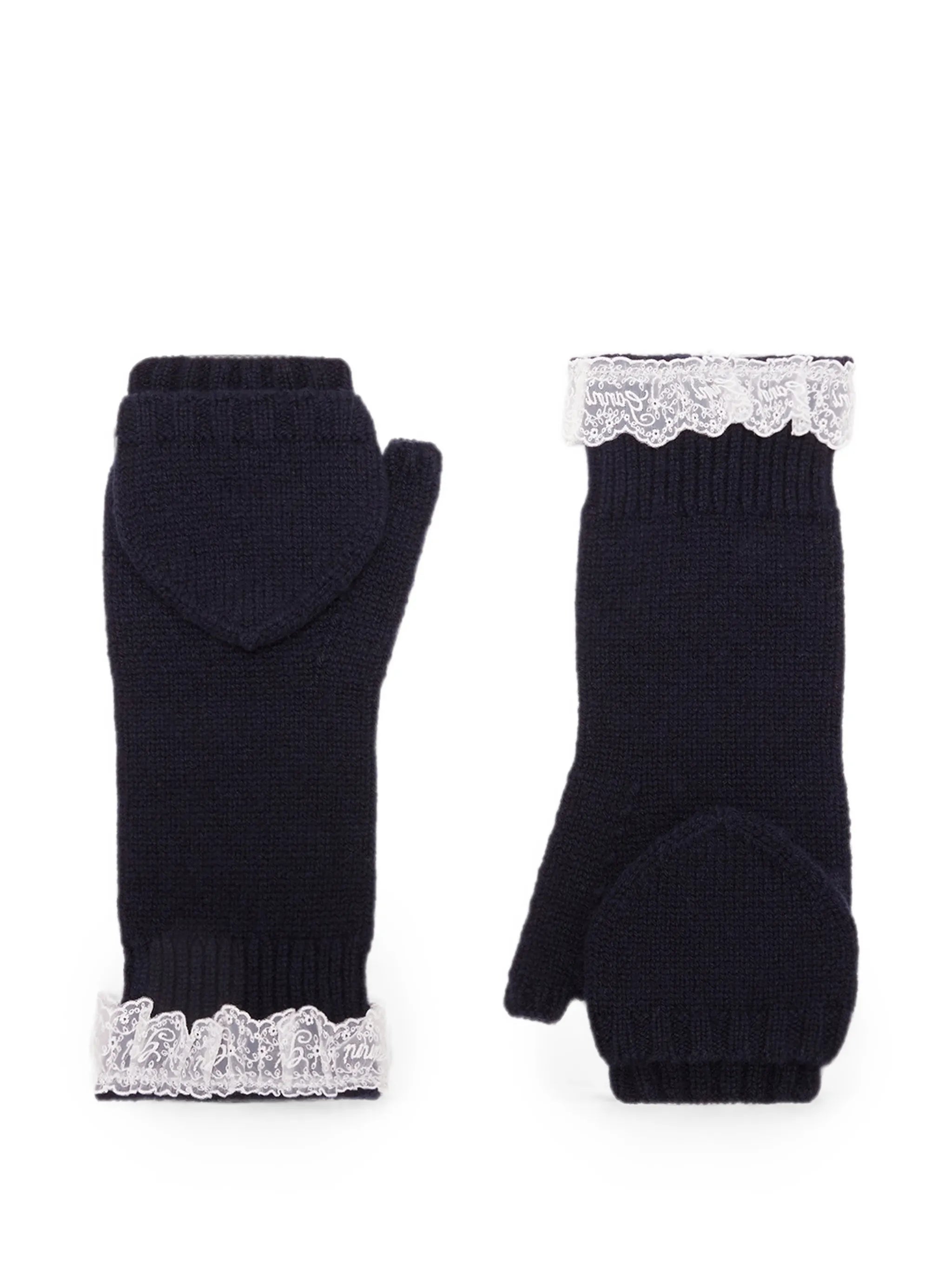 mittens in blue wool
